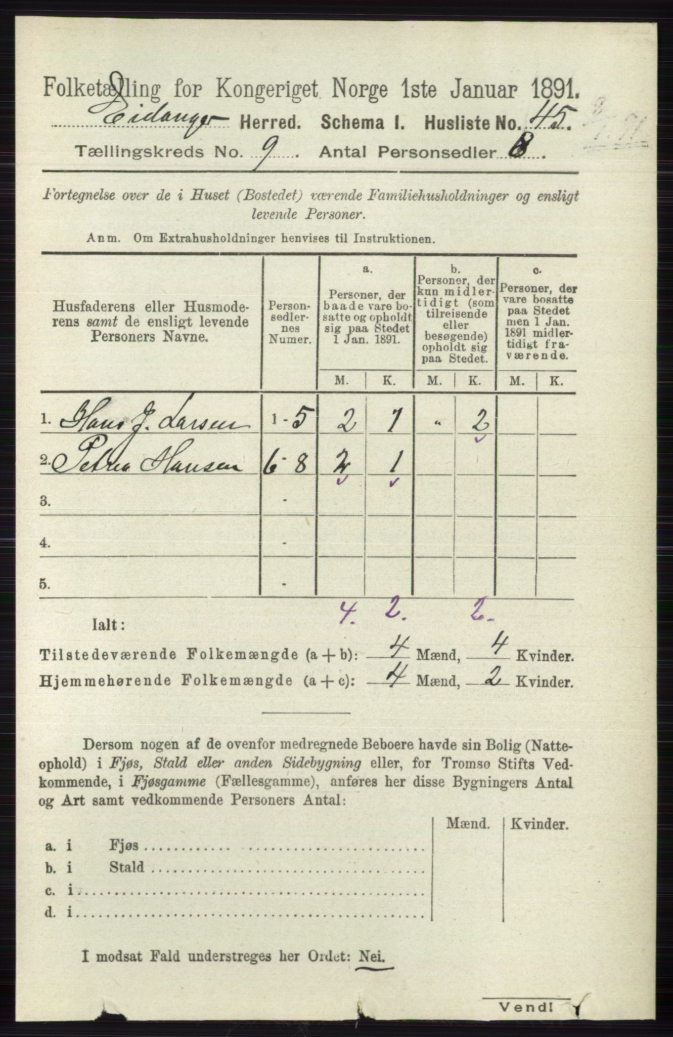 RA, Folketelling 1891 for 0813 Eidanger herred, 1891, s. 3612