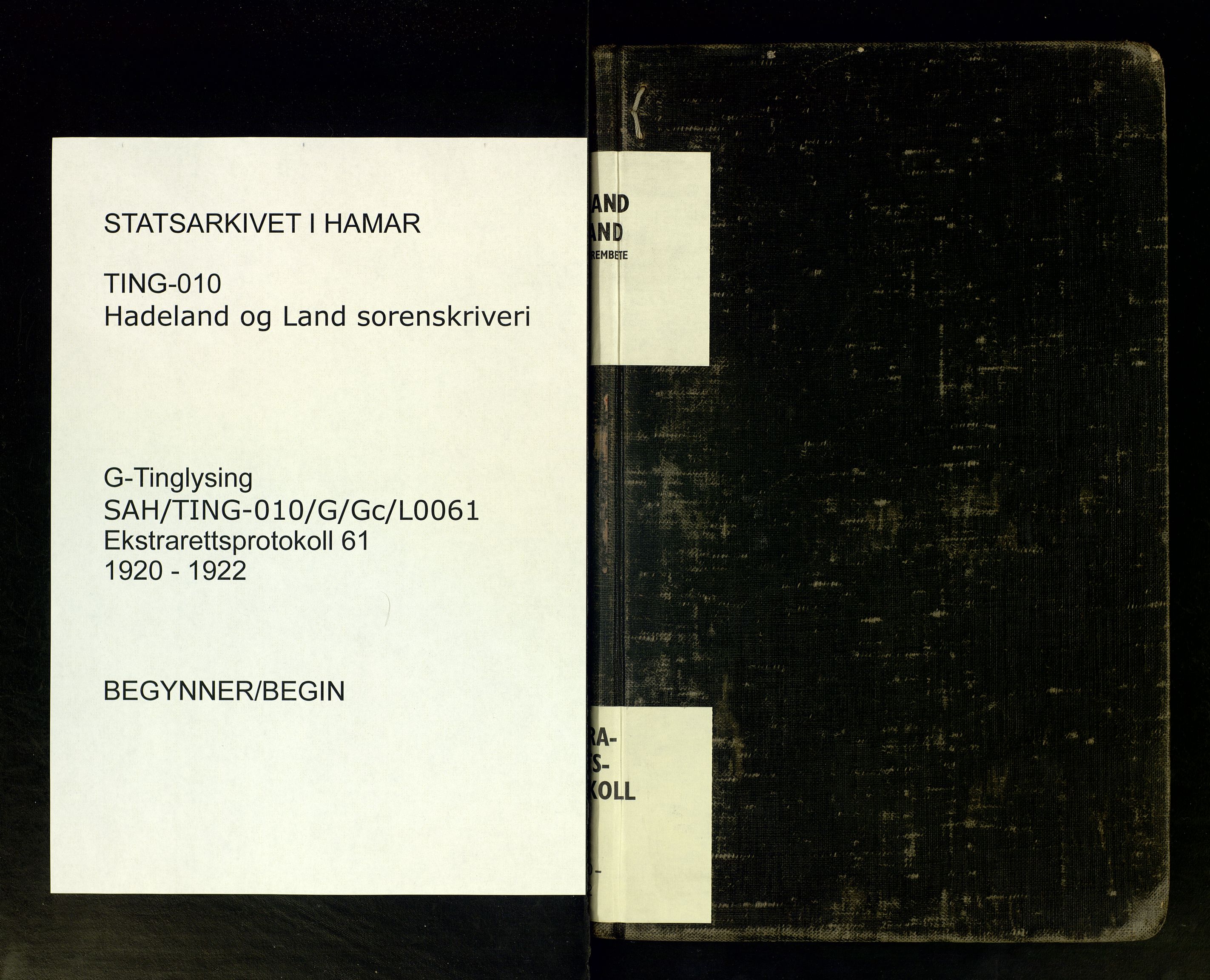 Hadeland og Land tingrett, SAH/TING-010/G/Gc/L0061: Ekstrarettsprotokoll, 1920-1922