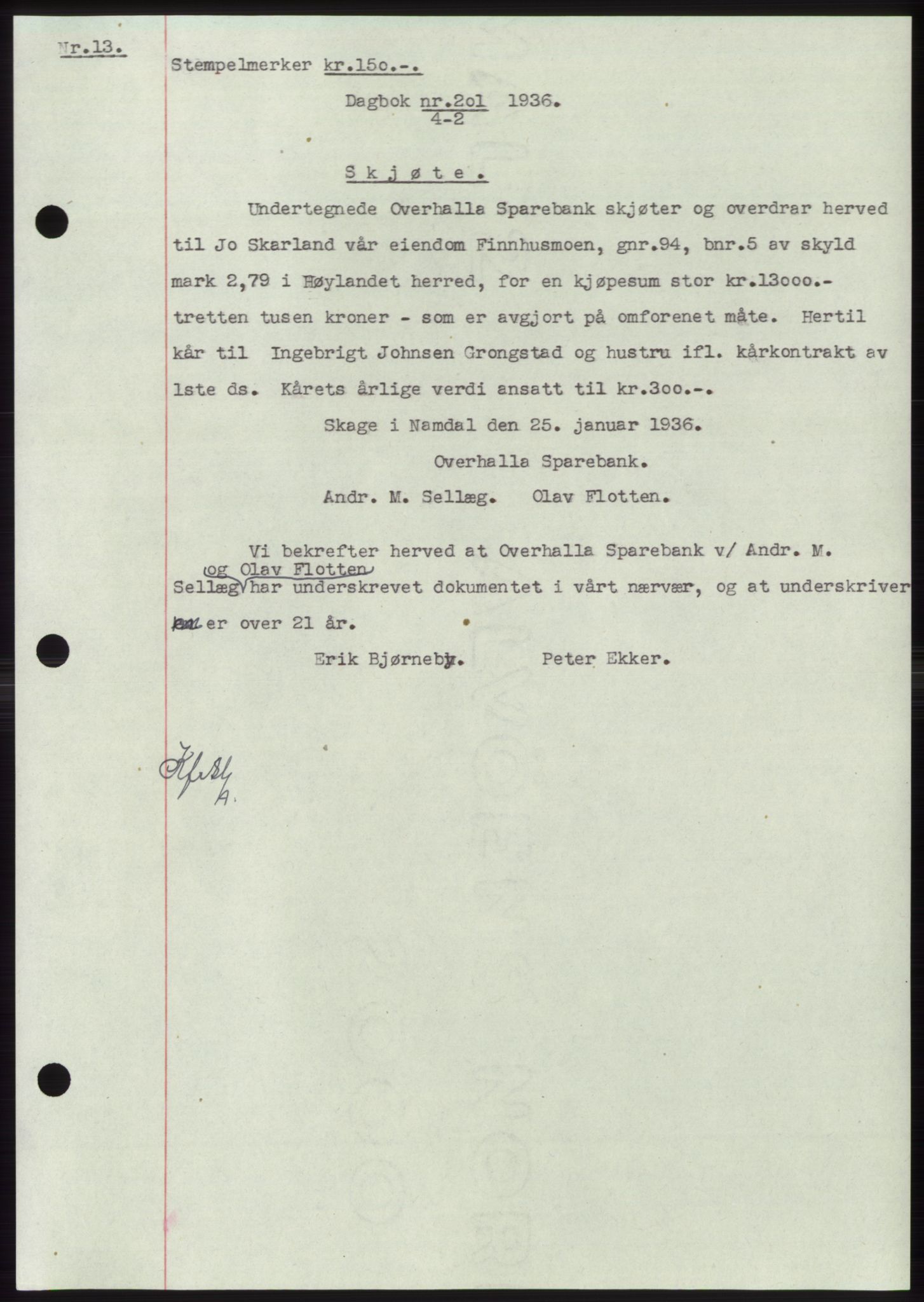 Namdal sorenskriveri, AV/SAT-A-4133/1/2/2C: Pantebok nr. -, 1935-1936, Tingl.dato: 04.02.1936