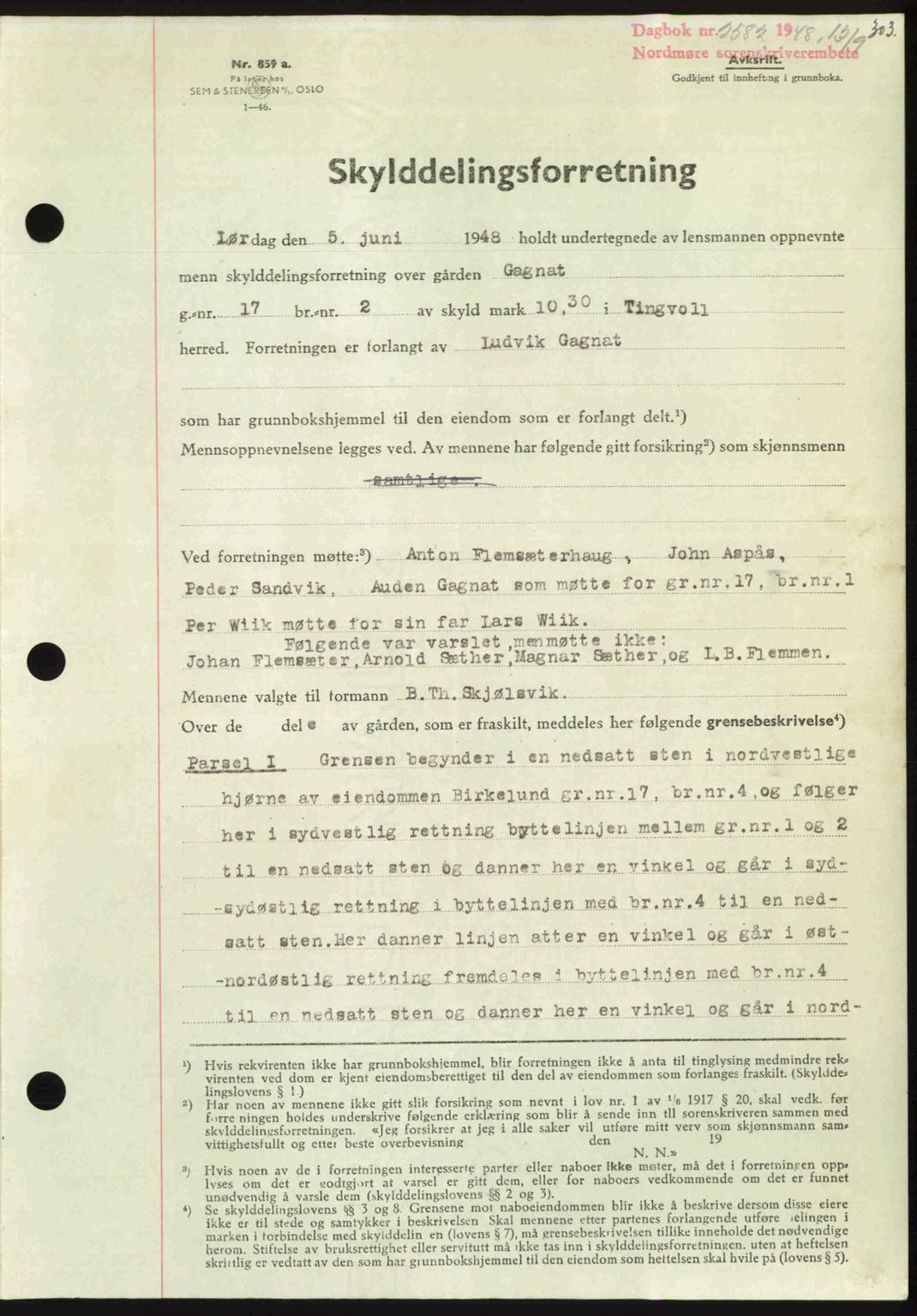 Nordmøre sorenskriveri, AV/SAT-A-4132/1/2/2Ca: Pantebok nr. A109, 1948-1948, Dagboknr: 2582/1948