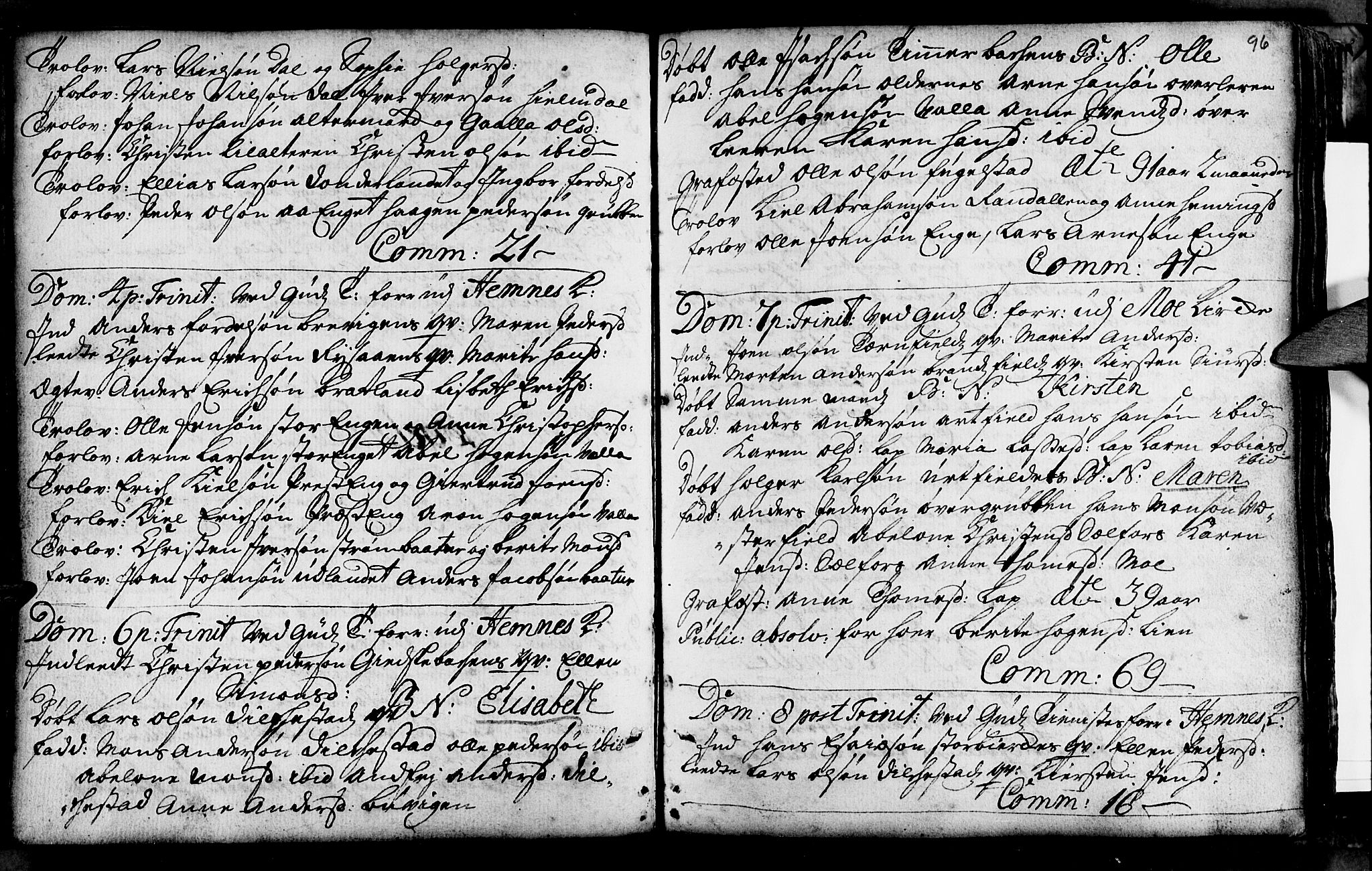Ministerialprotokoller, klokkerbøker og fødselsregistre - Nordland, AV/SAT-A-1459/825/L0346: Ministerialbok nr. 825A02, 1729-1748, s. 96