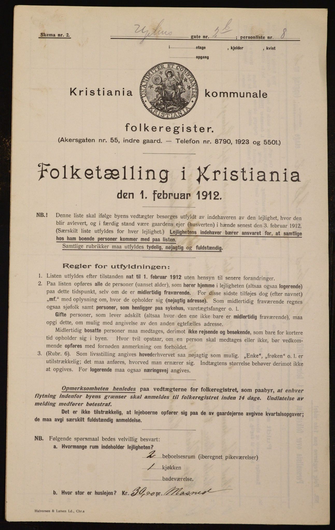 OBA, Kommunal folketelling 1.2.1912 for Kristiania, 1912, s. 40554