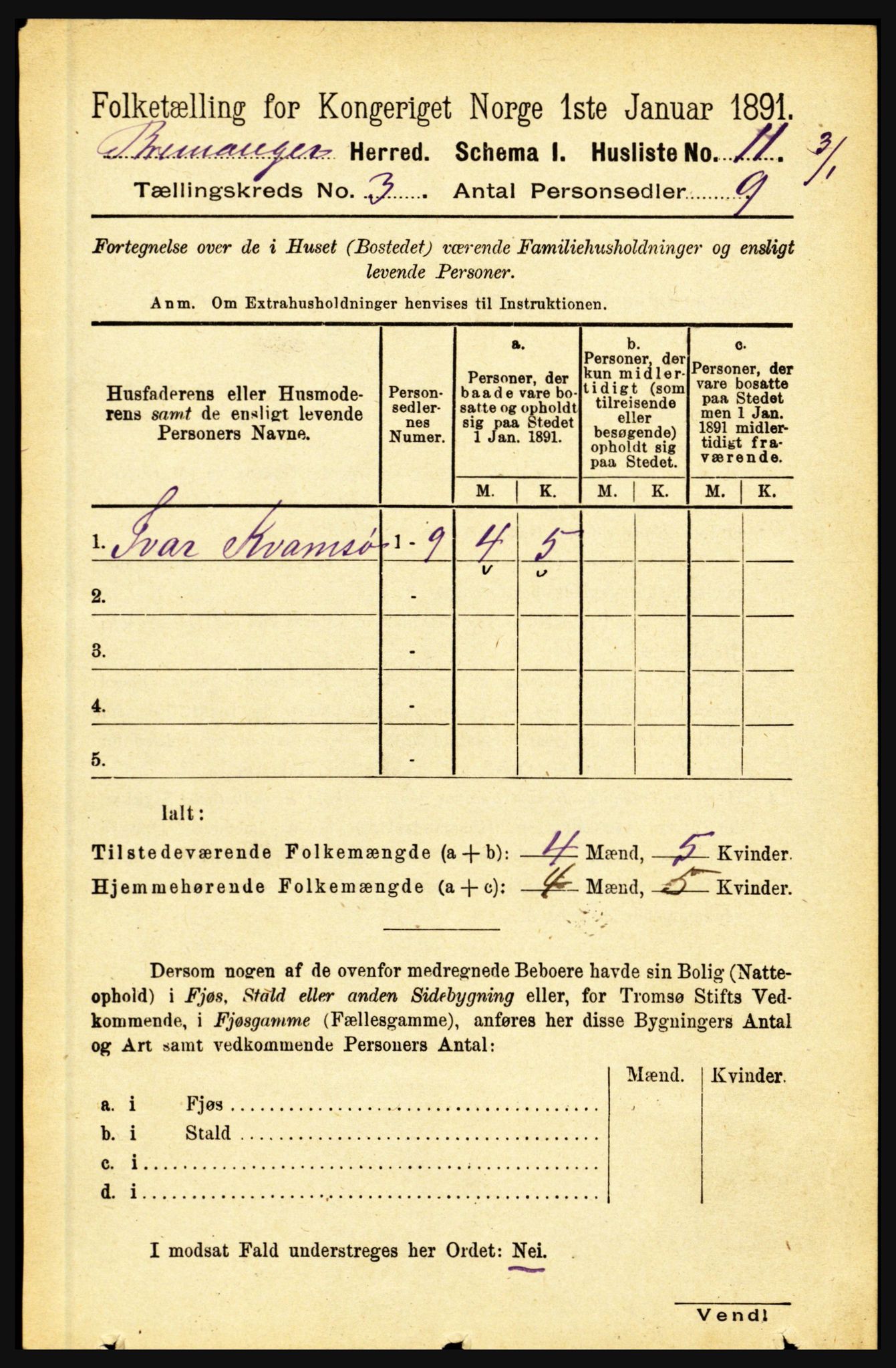 RA, Folketelling 1891 for 1438 Bremanger herred, 1891, s. 897