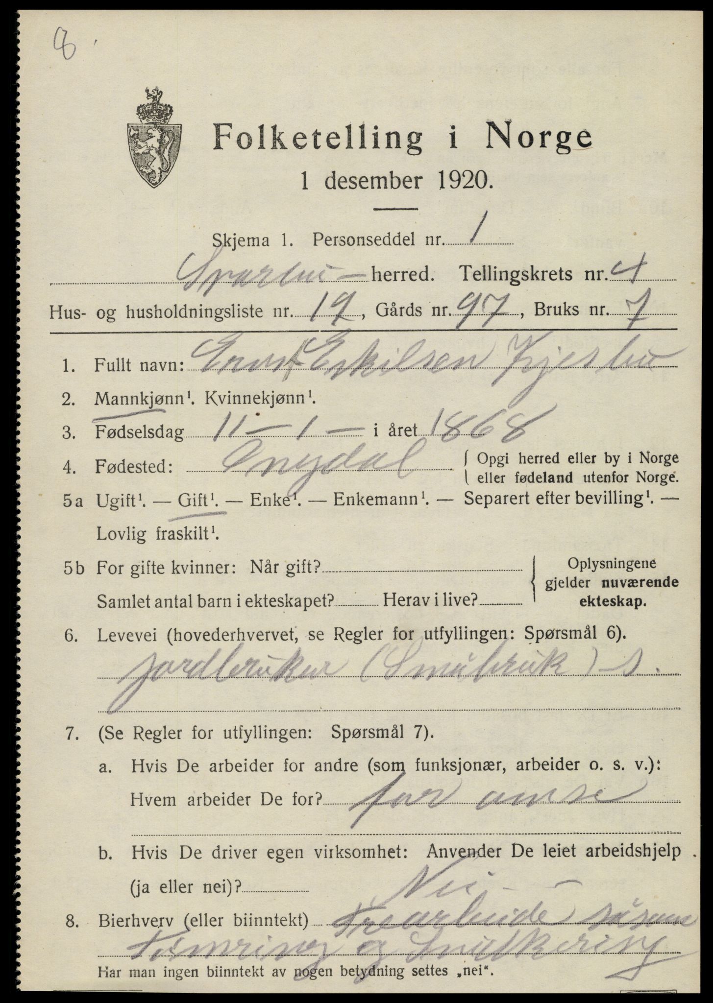 SAT, Folketelling 1920 for 1731 Sparbu herred, 1920, s. 5379