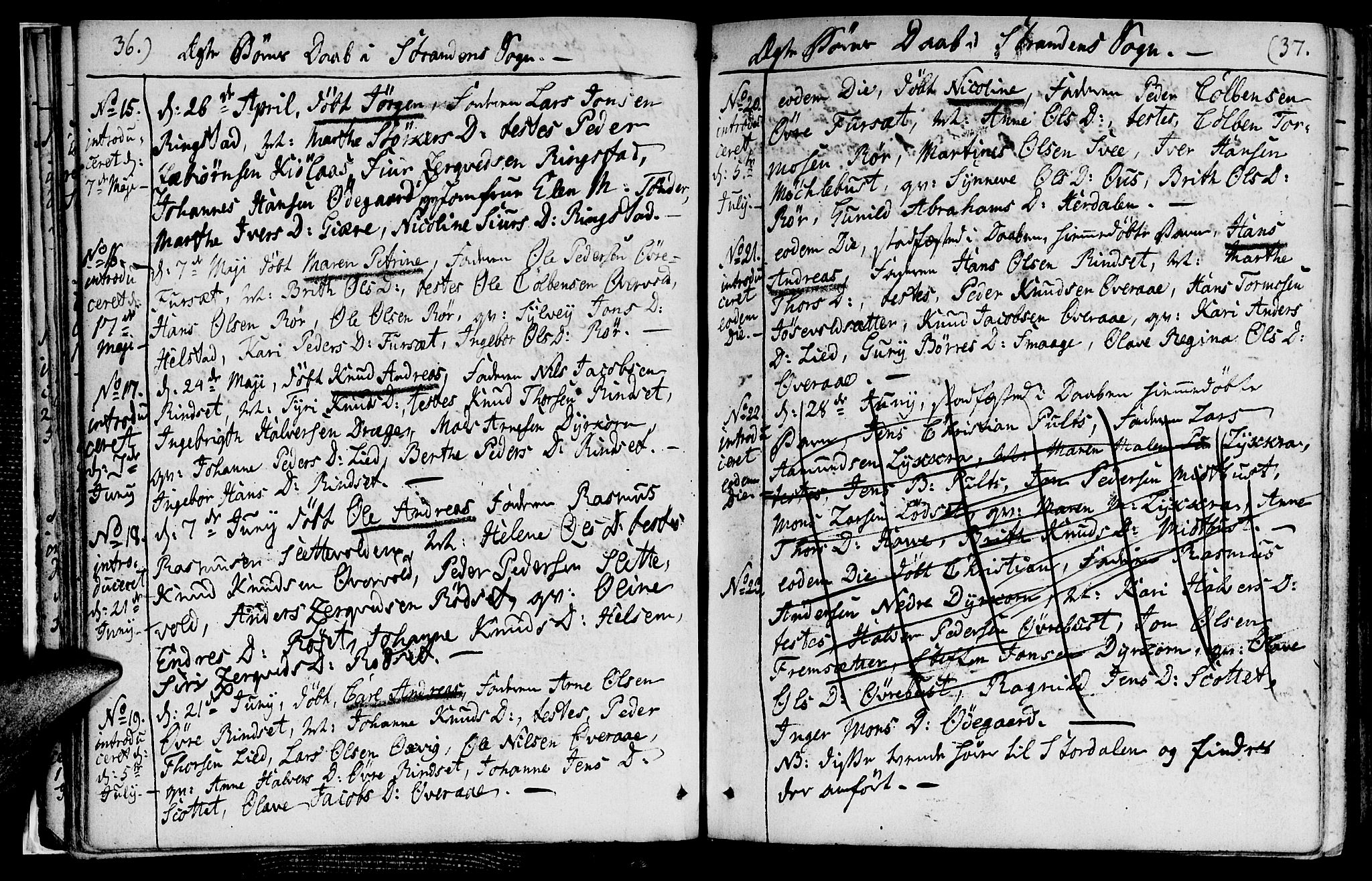 Ministerialprotokoller, klokkerbøker og fødselsregistre - Møre og Romsdal, AV/SAT-A-1454/520/L0272: Ministerialbok nr. 520A02, 1802-1827, s. 36-37
