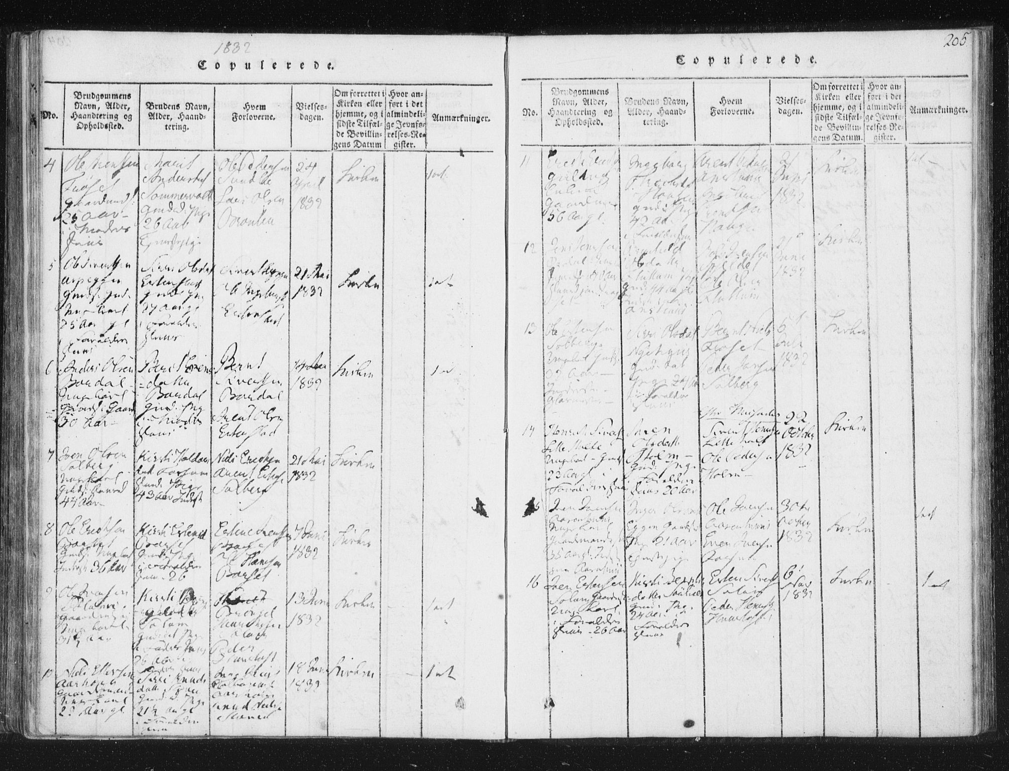 Ministerialprotokoller, klokkerbøker og fødselsregistre - Sør-Trøndelag, SAT/A-1456/689/L1037: Ministerialbok nr. 689A02, 1816-1842, s. 205