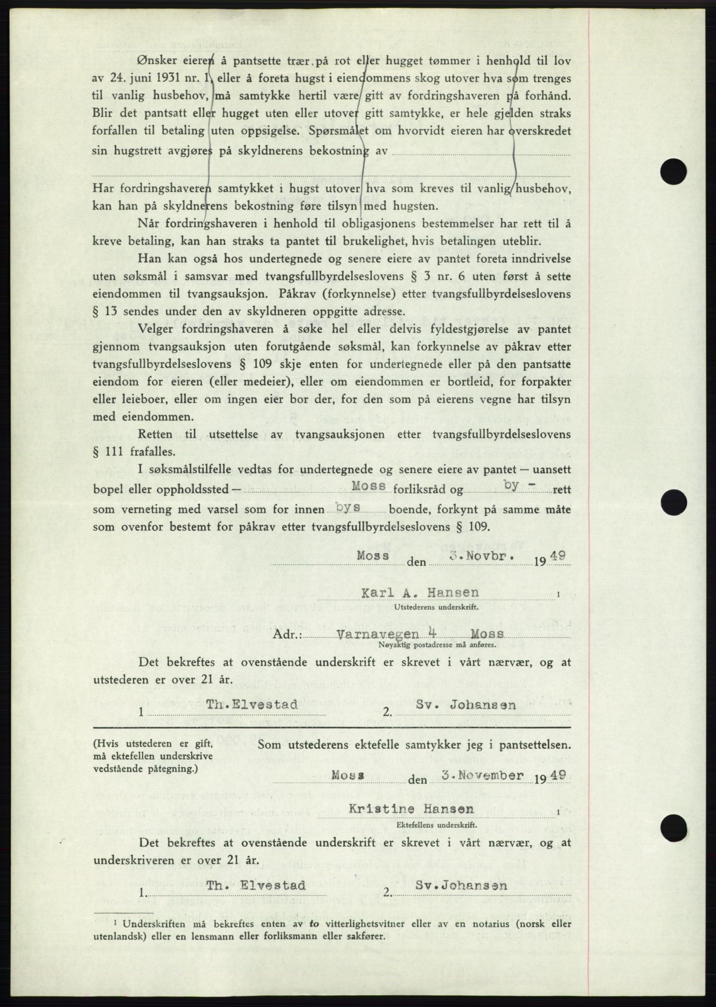 Moss sorenskriveri, SAO/A-10168: Pantebok nr. B23, 1949-1950, Dagboknr: 3389/1949