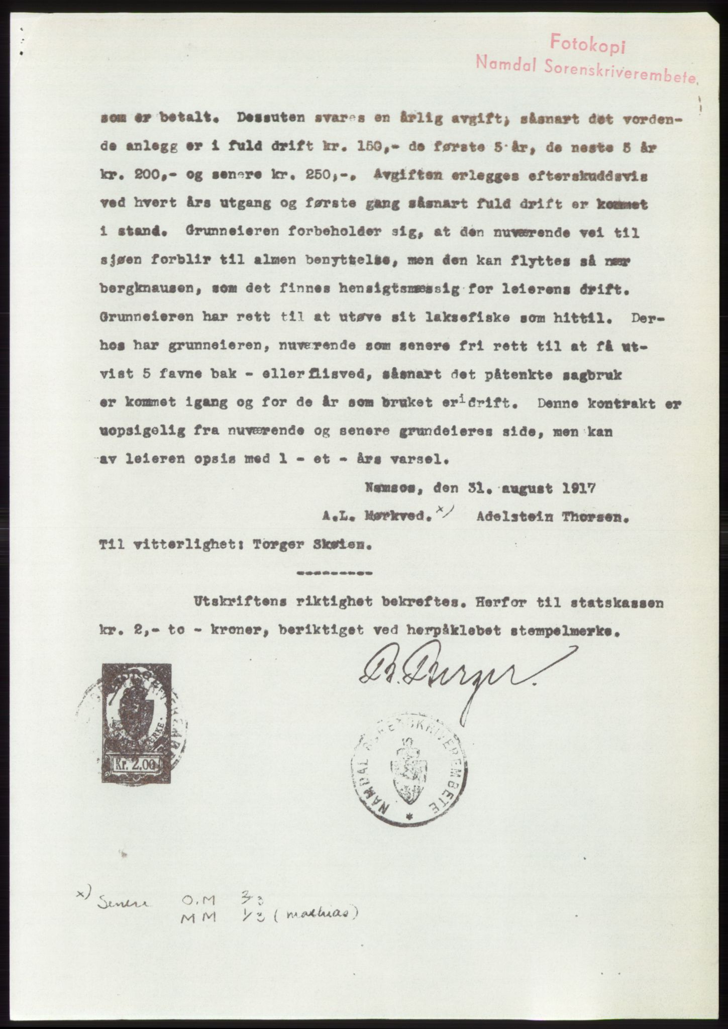 Namdal sorenskriveri, SAT/A-4133/1/2/2C: Pantebok nr. -, 1916-1921, Tingl.dato: 18.08.1917