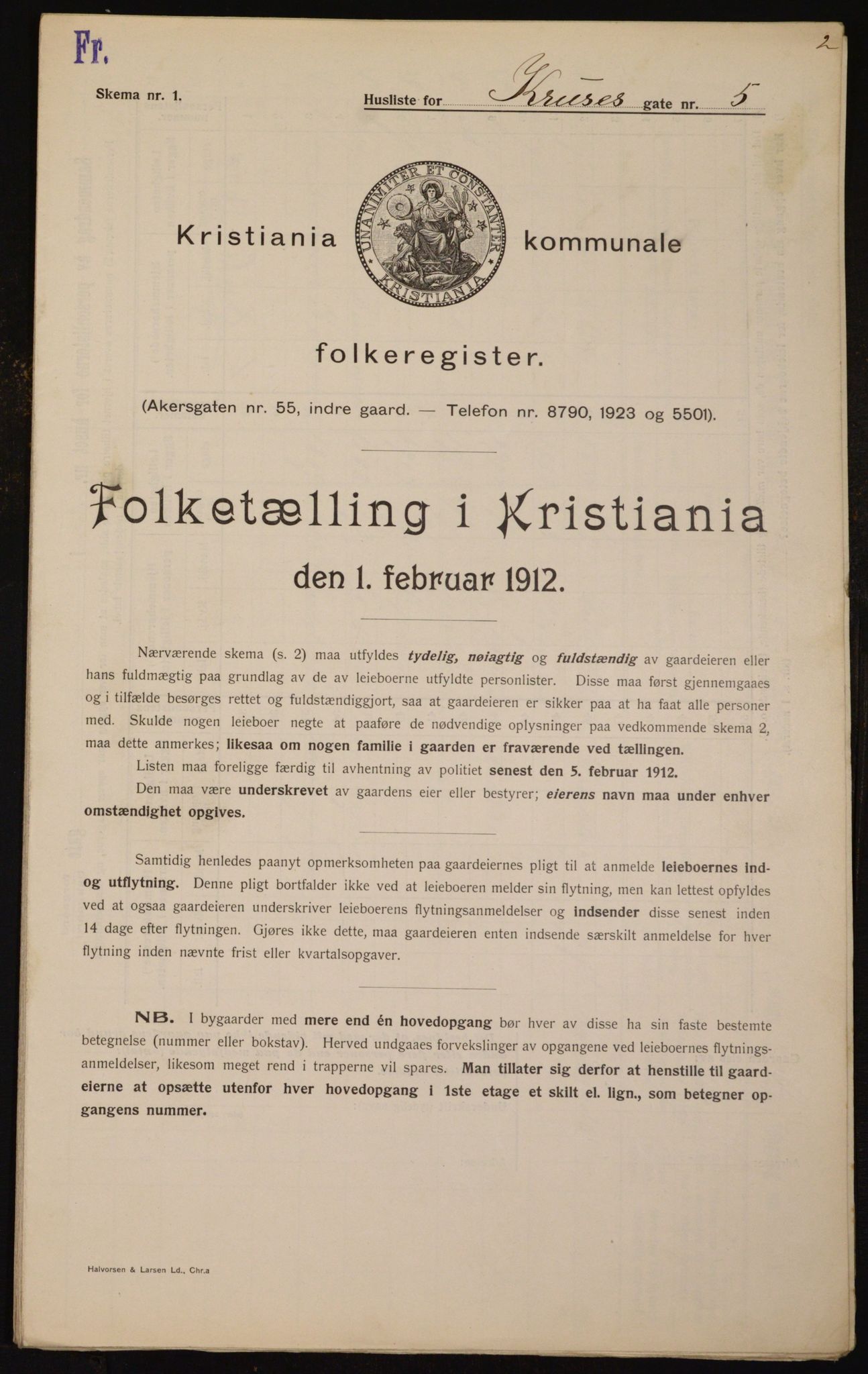 OBA, Kommunal folketelling 1.2.1912 for Kristiania, 1912, s. 55223