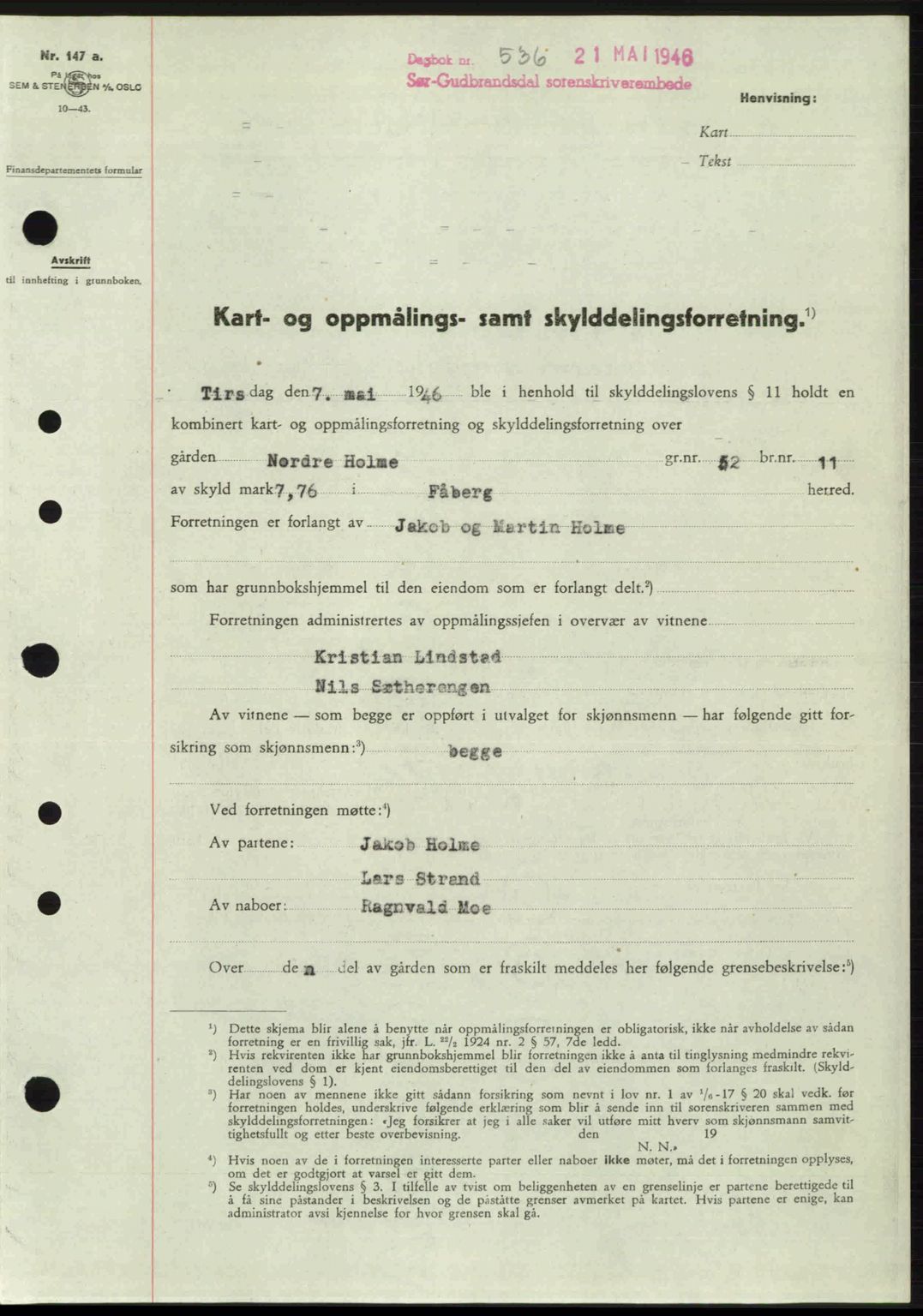 Sør-Gudbrandsdal tingrett, SAH/TING-004/H/Hb/Hbd/L0015: Pantebok nr. A15, 1945-1946, Dagboknr: 536/1946