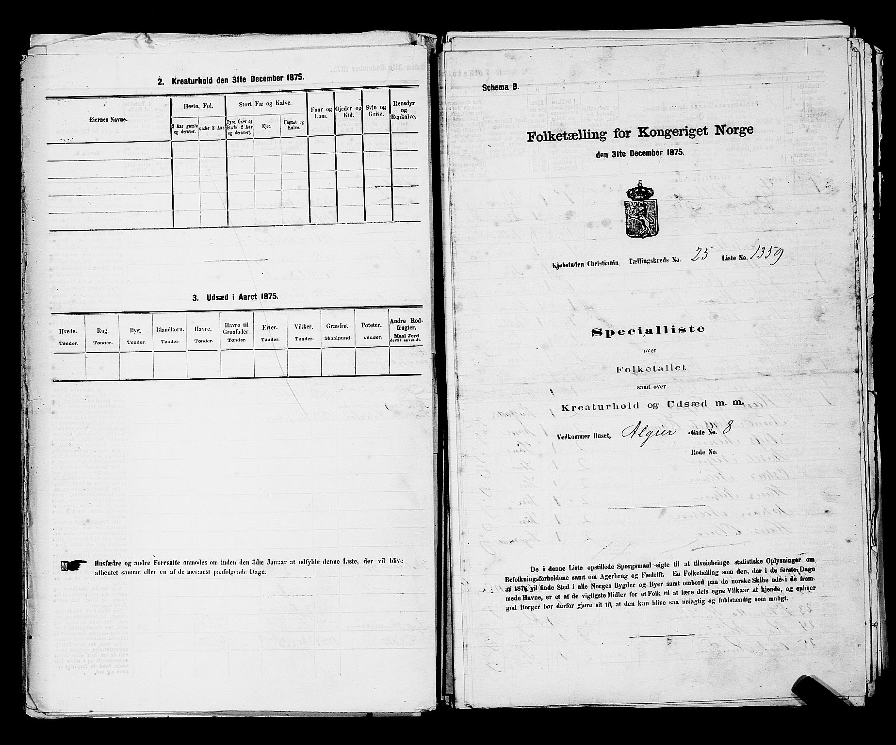 RA, Folketelling 1875 for 0301 Kristiania kjøpstad, 1875, s. 3996