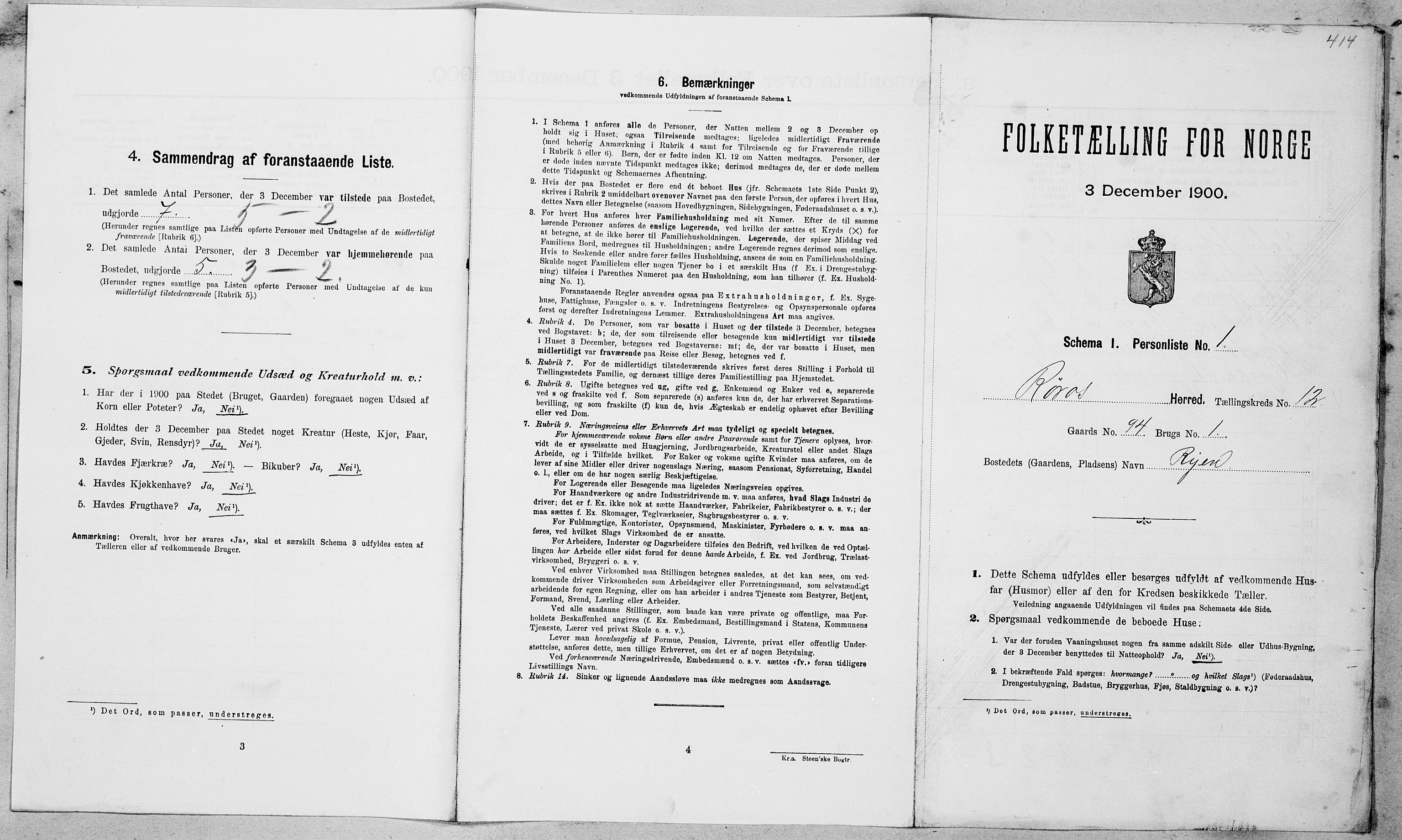 SAT, Folketelling 1900 for 1640 Røros herred, 1900, s. 1290