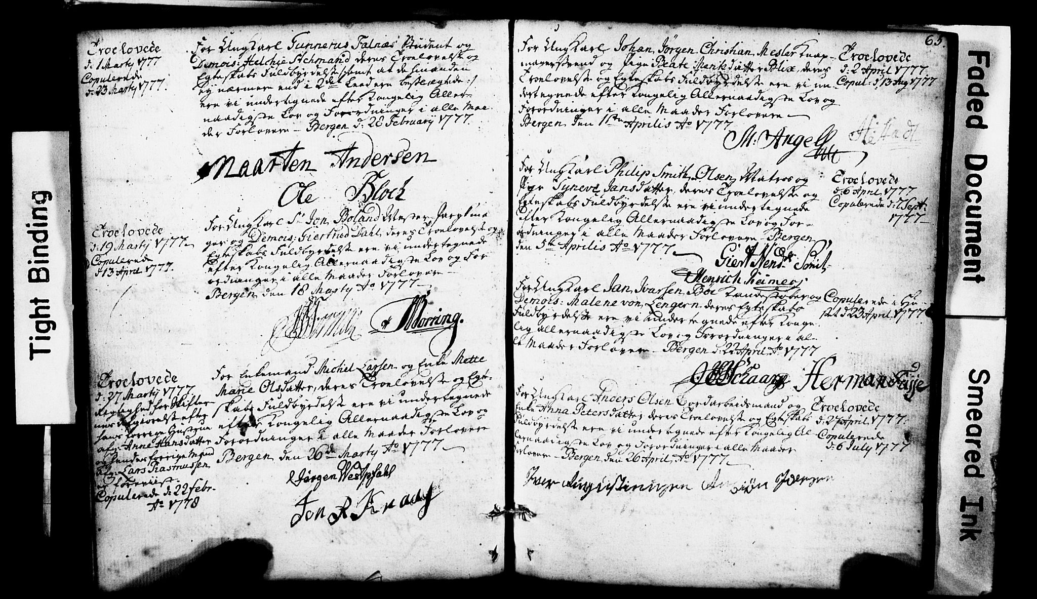 Domkirken sokneprestembete, SAB/A-74801: Forlovererklæringer nr. II.5.1, 1767-1792, s. 65