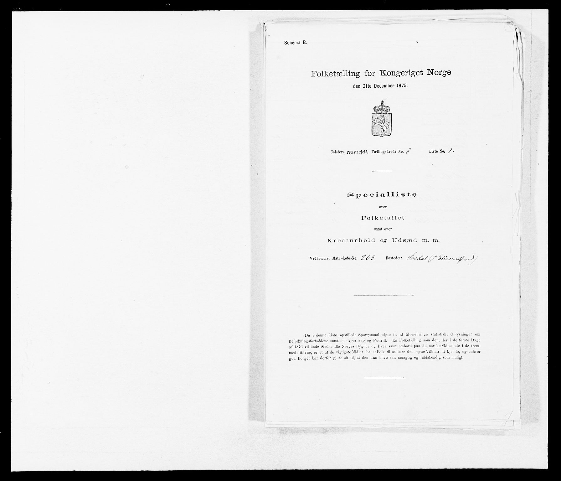 SAB, Folketelling 1875 for 1431P Jølster prestegjeld, 1875, s. 702