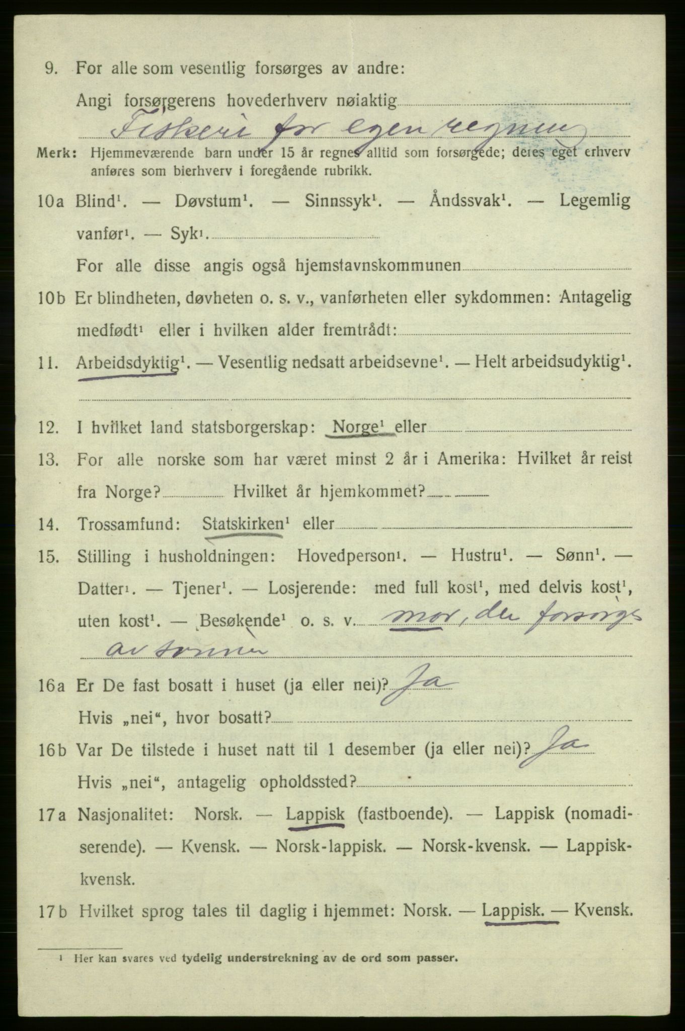 SATØ, Folketelling 1920 for 2017 Kvalsund herred, 1920, s. 2461