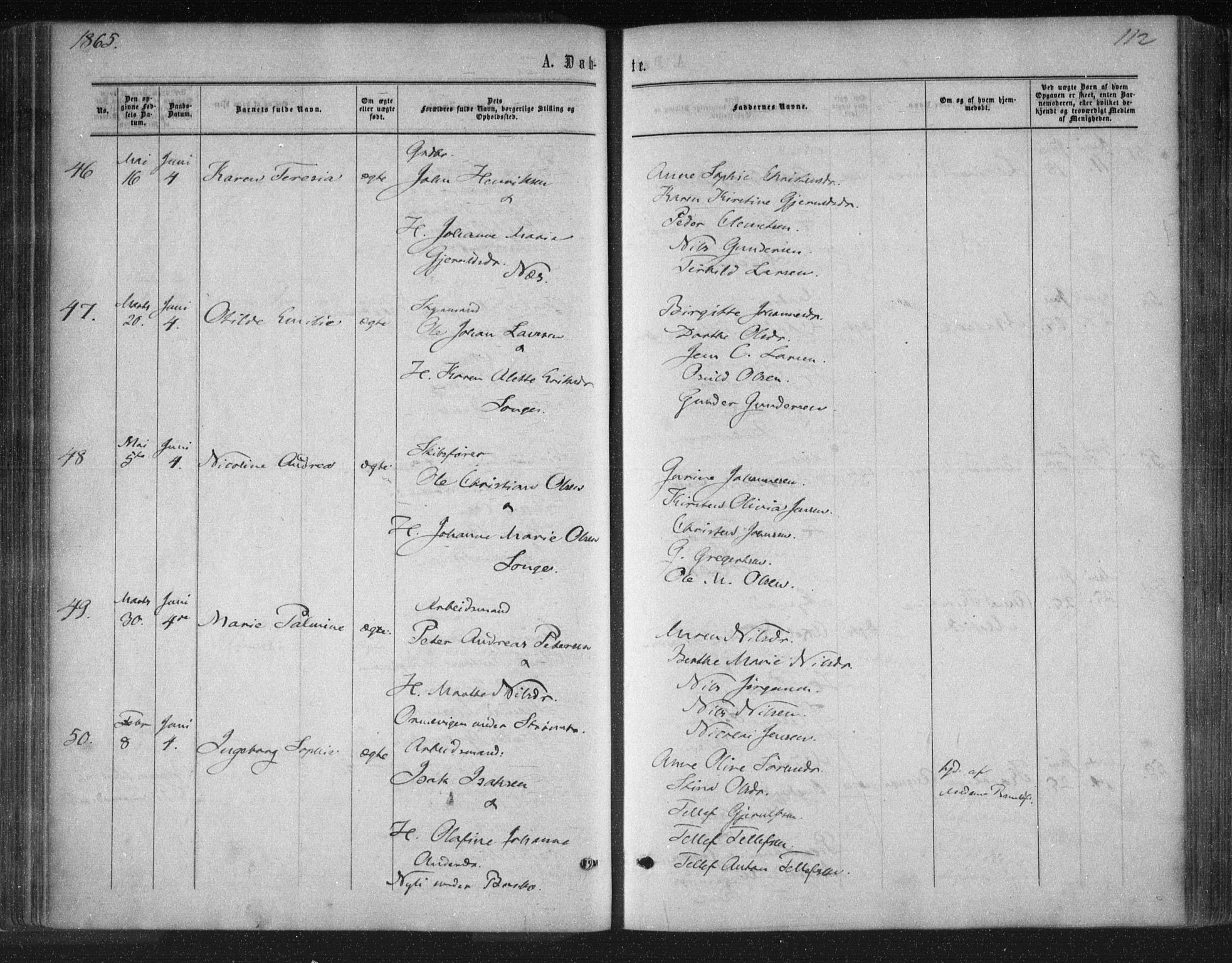 Tromøy sokneprestkontor, AV/SAK-1111-0041/F/Fa/L0007: Ministerialbok nr. A 7, 1864-1869, s. 112