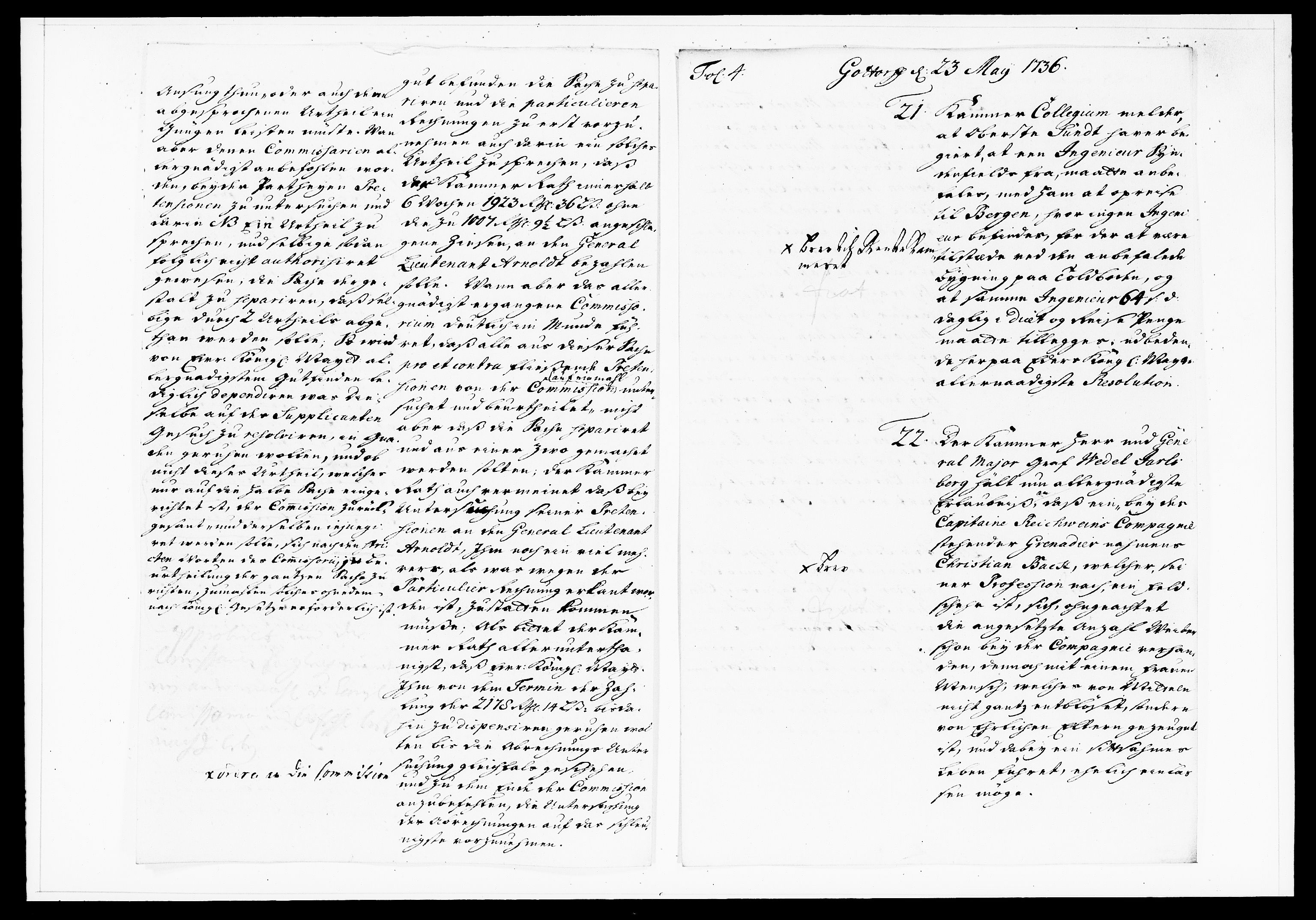 Krigskollegiet, Krigskancelliet, DRA/A-0006/-/1130-1137: Refererede sager, 1736, s. 190