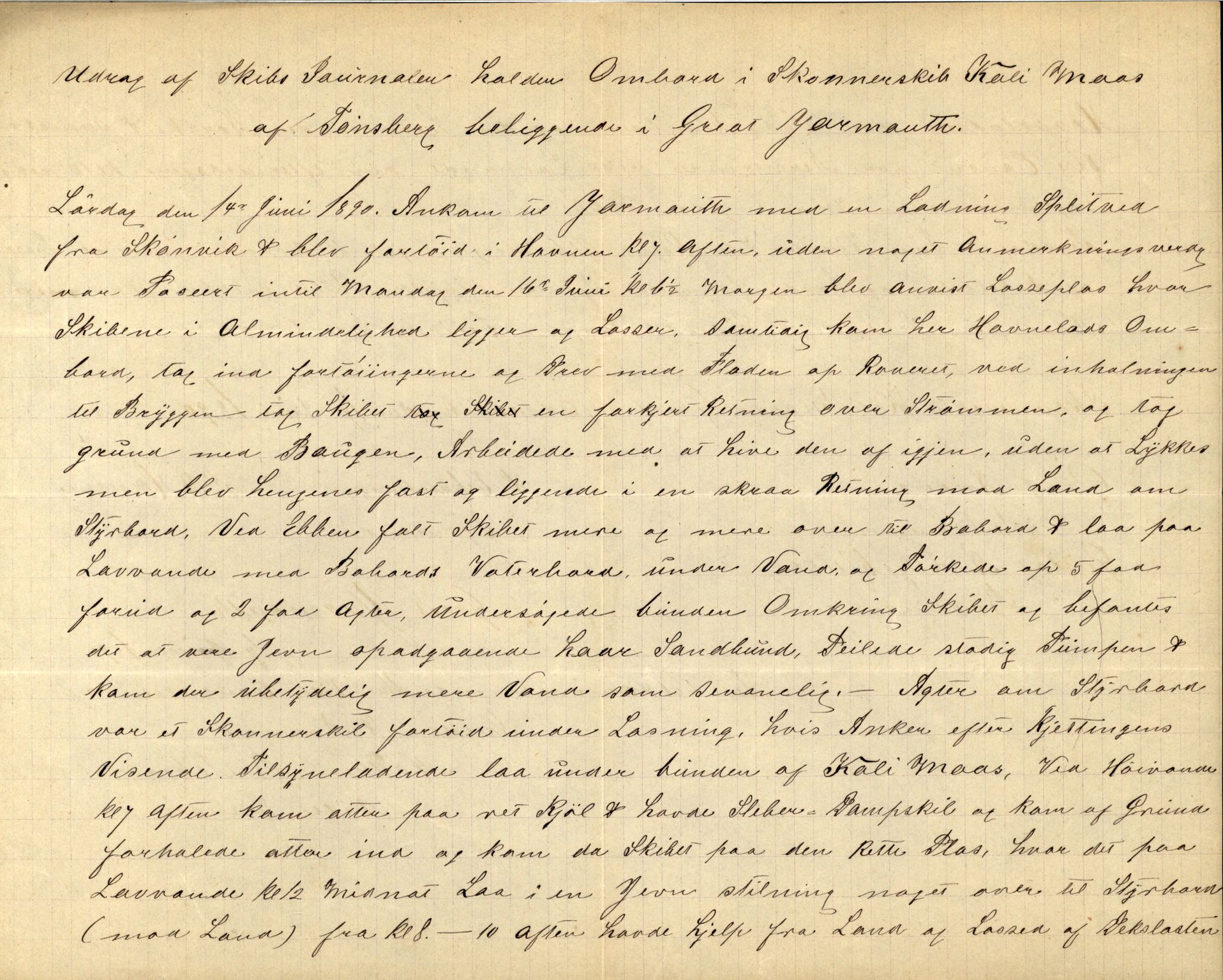 Pa 63 - Østlandske skibsassuranceforening, VEMU/A-1079/G/Ga/L0026/0005: Havaridokumenter / Kalliope, Kali, Maas, Favour, Lindesnæs, 1890, s. 36