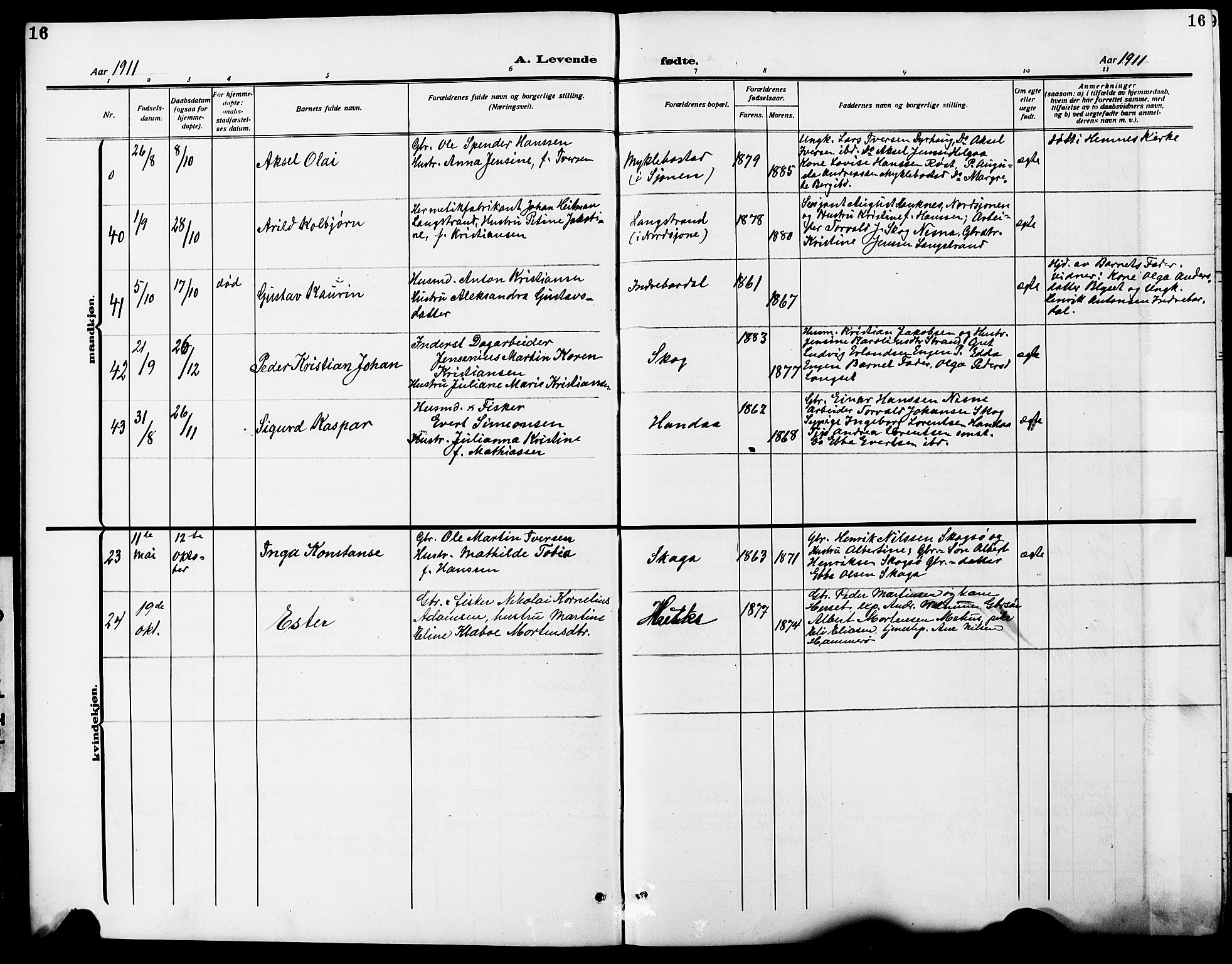 Ministerialprotokoller, klokkerbøker og fødselsregistre - Nordland, SAT/A-1459/838/L0560: Klokkerbok nr. 838C07, 1910-1928, s. 16