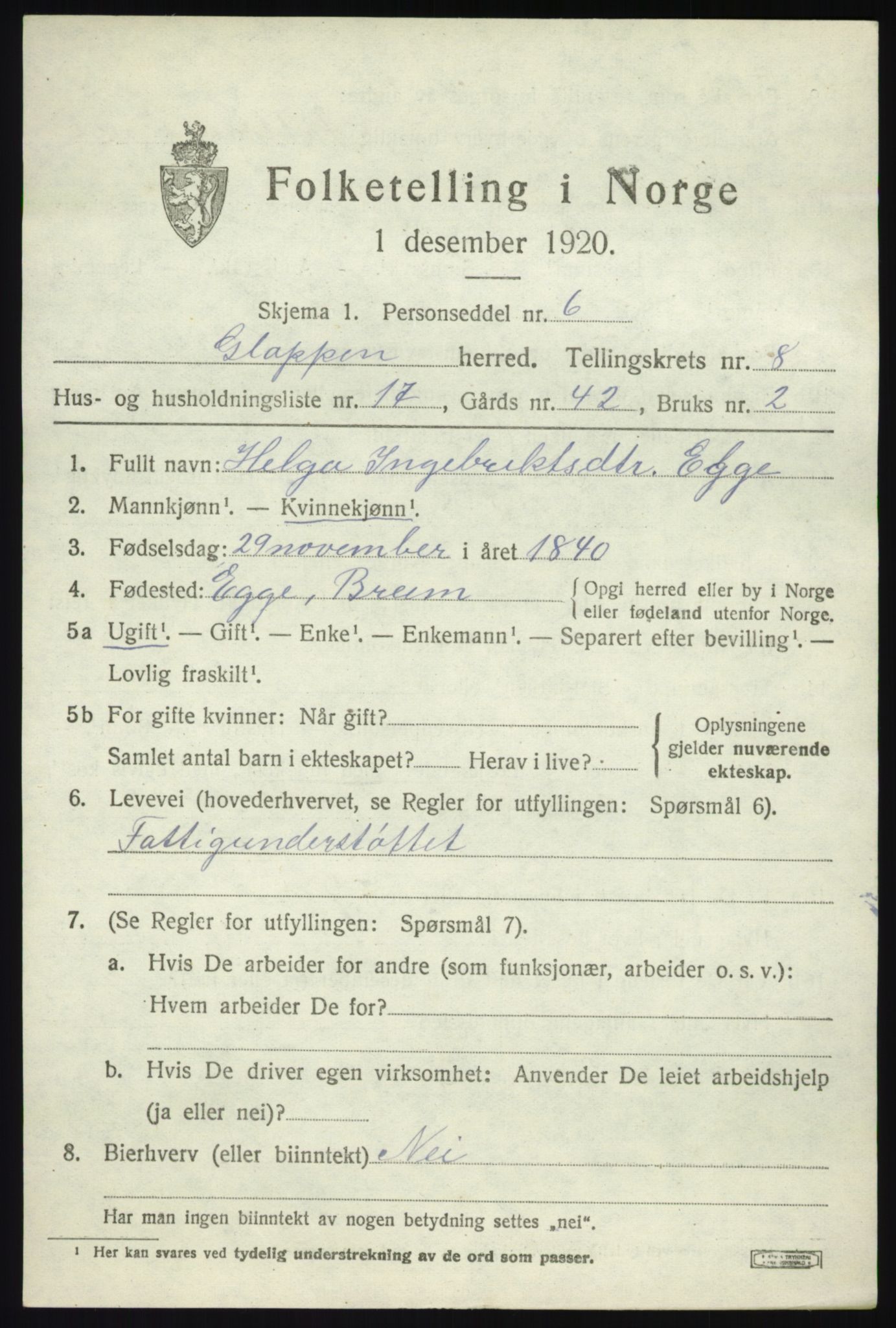 SAB, Folketelling 1920 for 1445 Gloppen herred, 1920, s. 4808