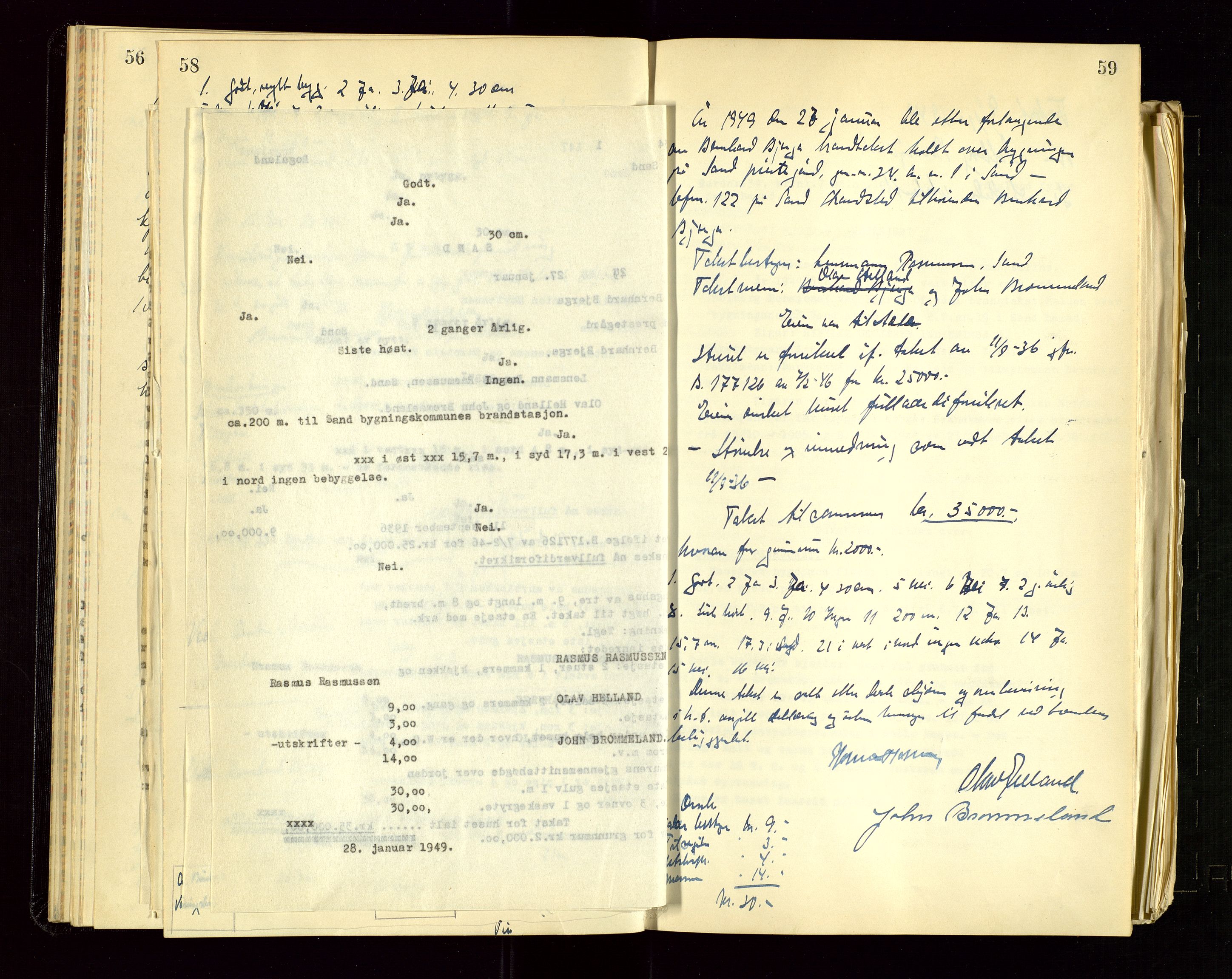 Sand lensmannskontor, AV/SAST-A-100415/Gob/L0004: Branntakstprotokoll, 1937-1955, s. 58-59