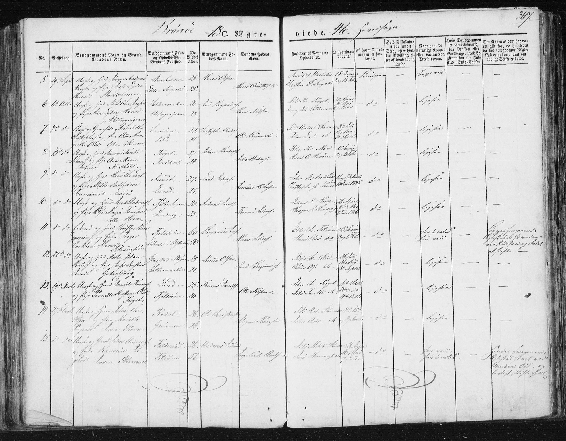 Ministerialprotokoller, klokkerbøker og fødselsregistre - Nordland, AV/SAT-A-1459/813/L0198: Ministerialbok nr. 813A08, 1834-1874, s. 367