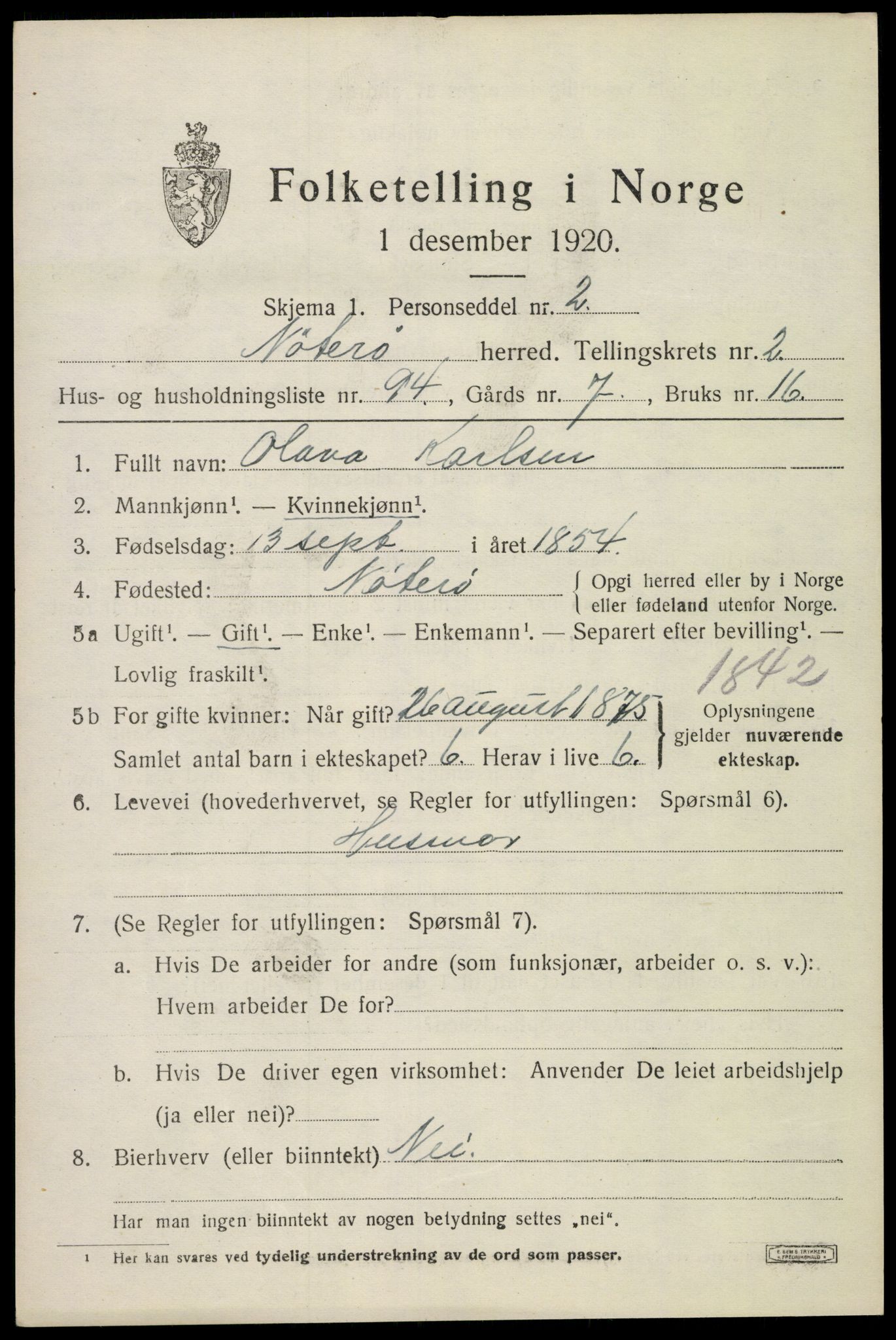 SAKO, Folketelling 1920 for 0722 Nøtterøy herred, 1920, s. 5333