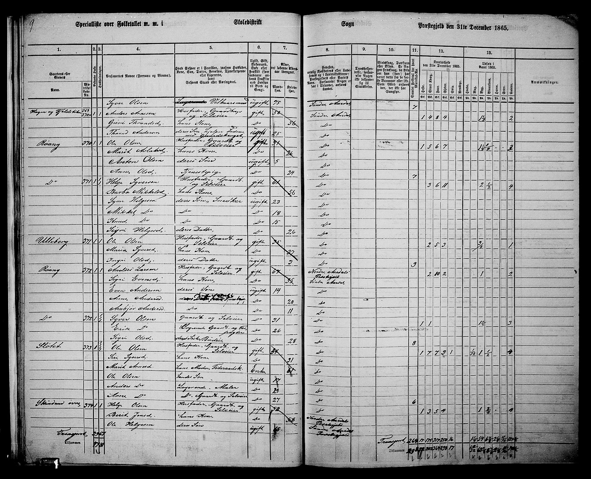 RA, Folketelling 1865 for 0540P Sør-Aurdal prestegjeld, 1865, s. 25