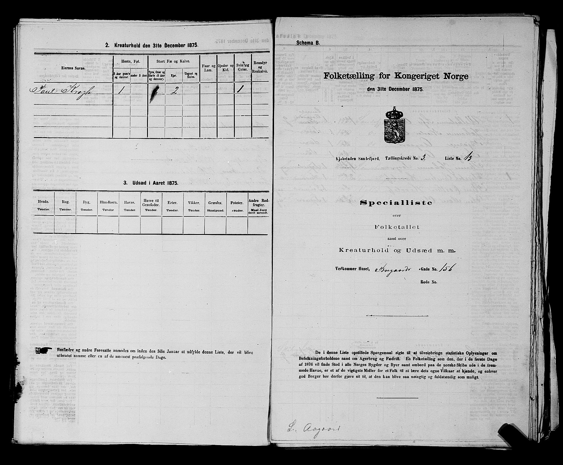 SAKO, Folketelling 1875 for 0706B Sandeherred prestegjeld, Sandefjord kjøpstad, 1875, s. 379