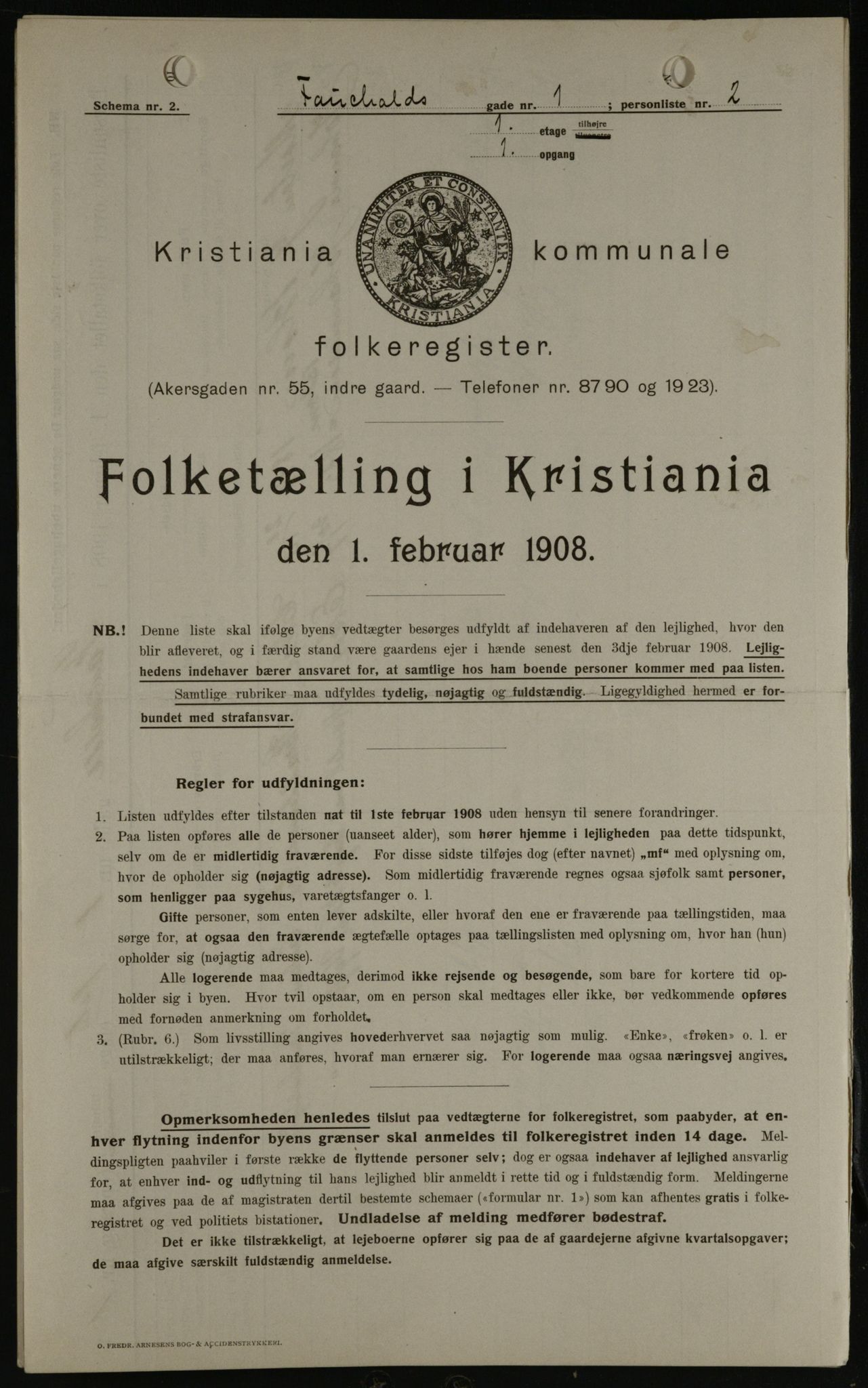 OBA, Kommunal folketelling 1.2.1908 for Kristiania kjøpstad, 1908, s. 21505