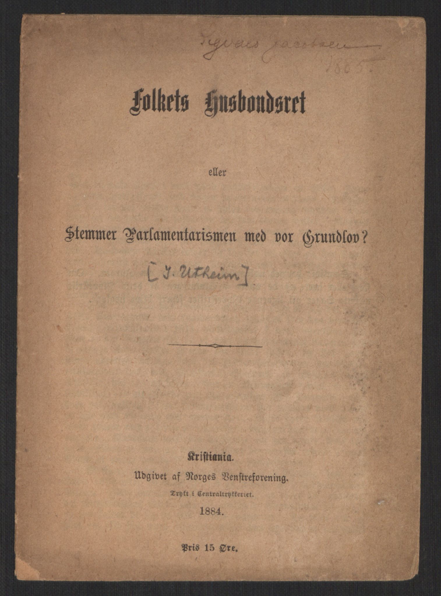 Venstres Hovedorganisasjon, RA/PA-0876/X/L0001: De eldste skrifter, 1860-1936, s. 450