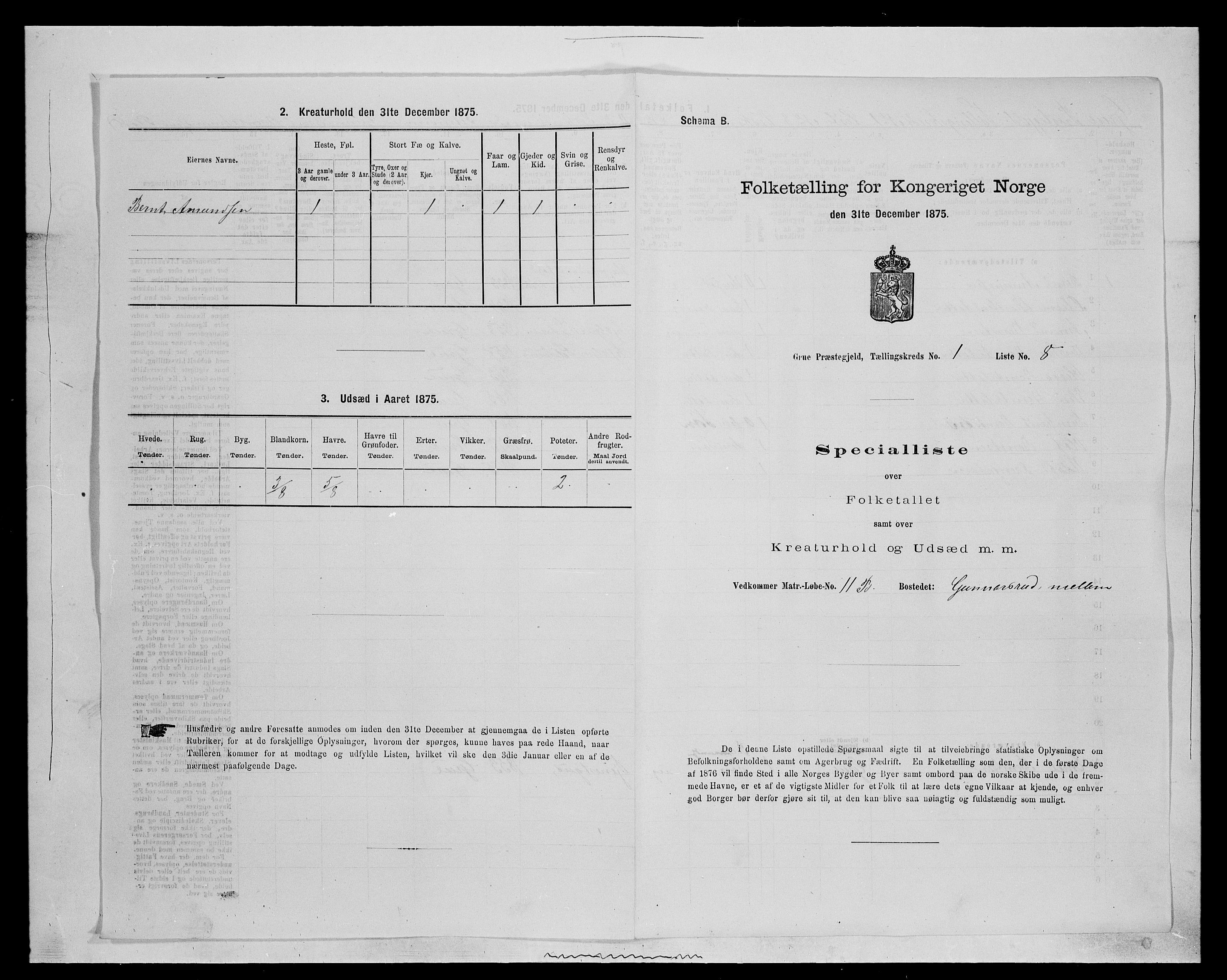 SAH, Folketelling 1875 for 0423P Grue prestegjeld, 1875, s. 167