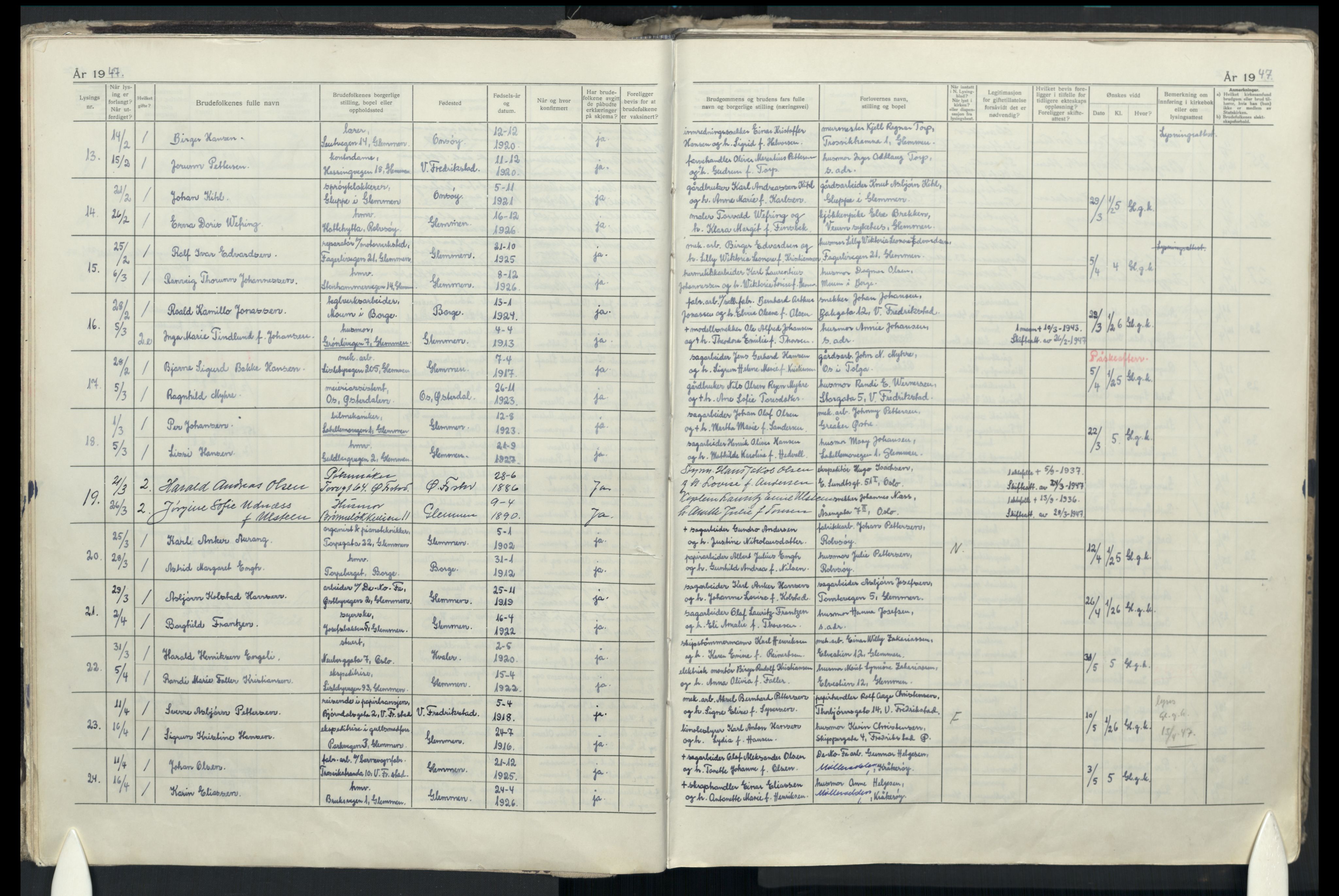 Glemmen prestekontor Kirkebøker, AV/SAO-A-10908/H/Ha/L0004: Lysningsprotokoll nr. 4, 1942-1965