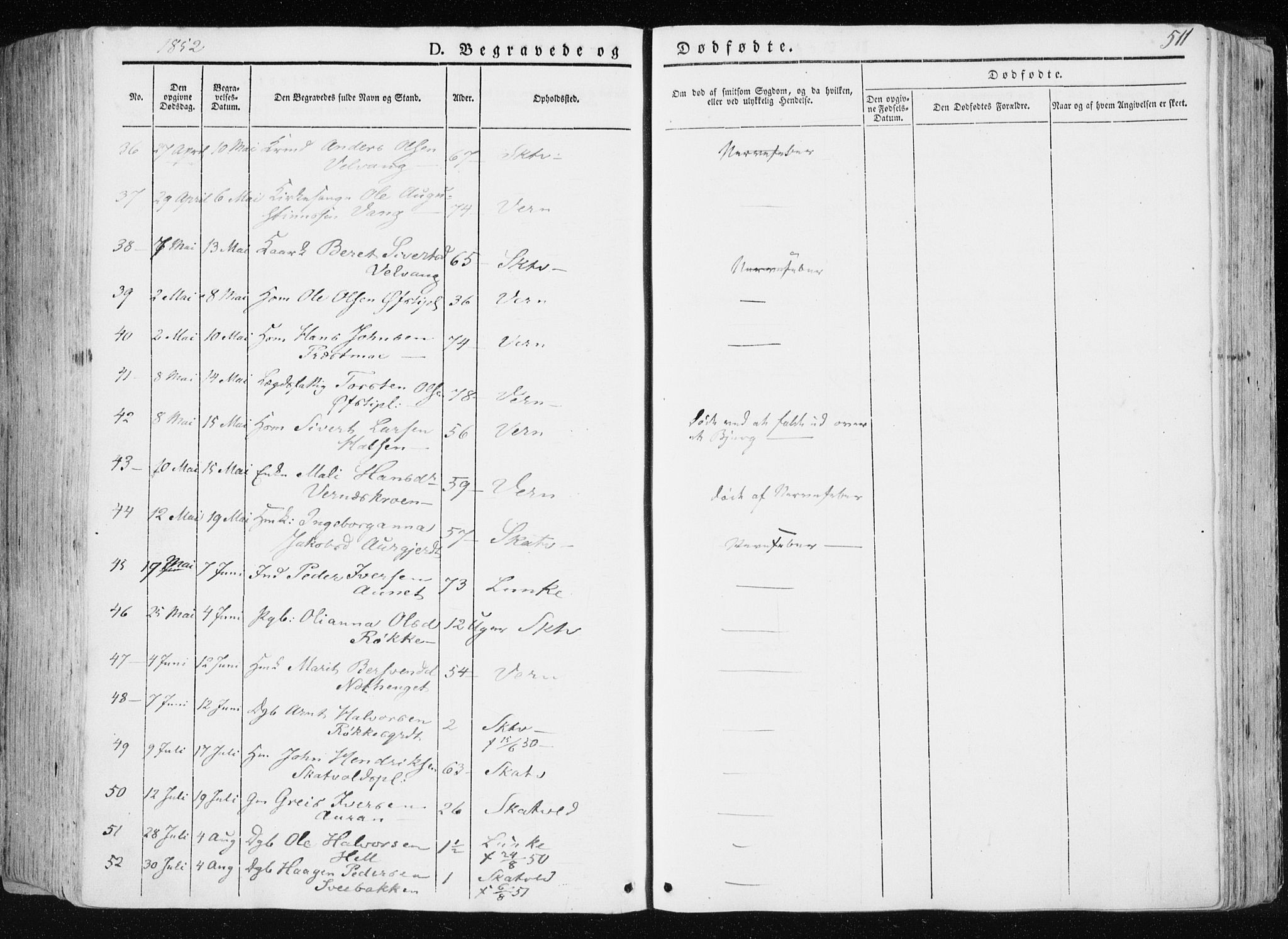 Ministerialprotokoller, klokkerbøker og fødselsregistre - Nord-Trøndelag, AV/SAT-A-1458/709/L0074: Ministerialbok nr. 709A14, 1845-1858, s. 511