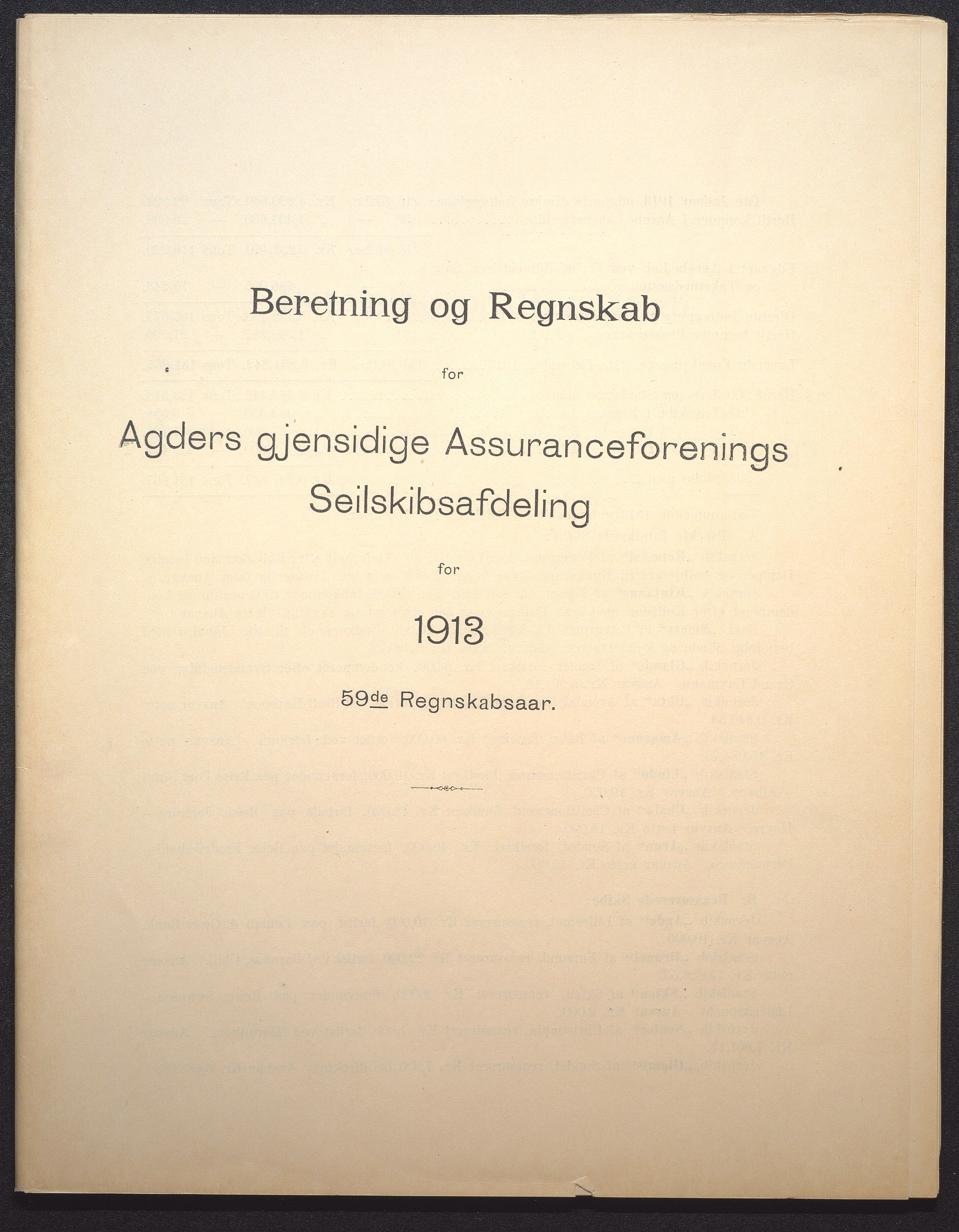 Agders Gjensidige Assuranceforening, AAKS/PA-1718/05/L0004: Regnskap, seilavdeling, pakkesak. Og regnskap jernavdeling, 1911-1924