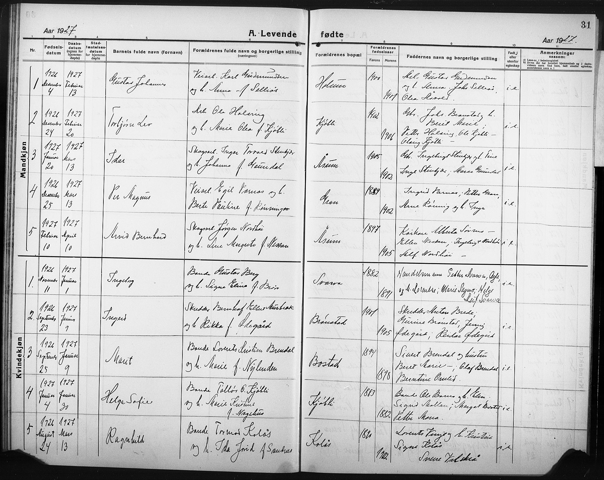 Ministerialprotokoller, klokkerbøker og fødselsregistre - Nord-Trøndelag, AV/SAT-A-1458/749/L0480: Klokkerbok nr. 749C02, 1924-1932, s. 31