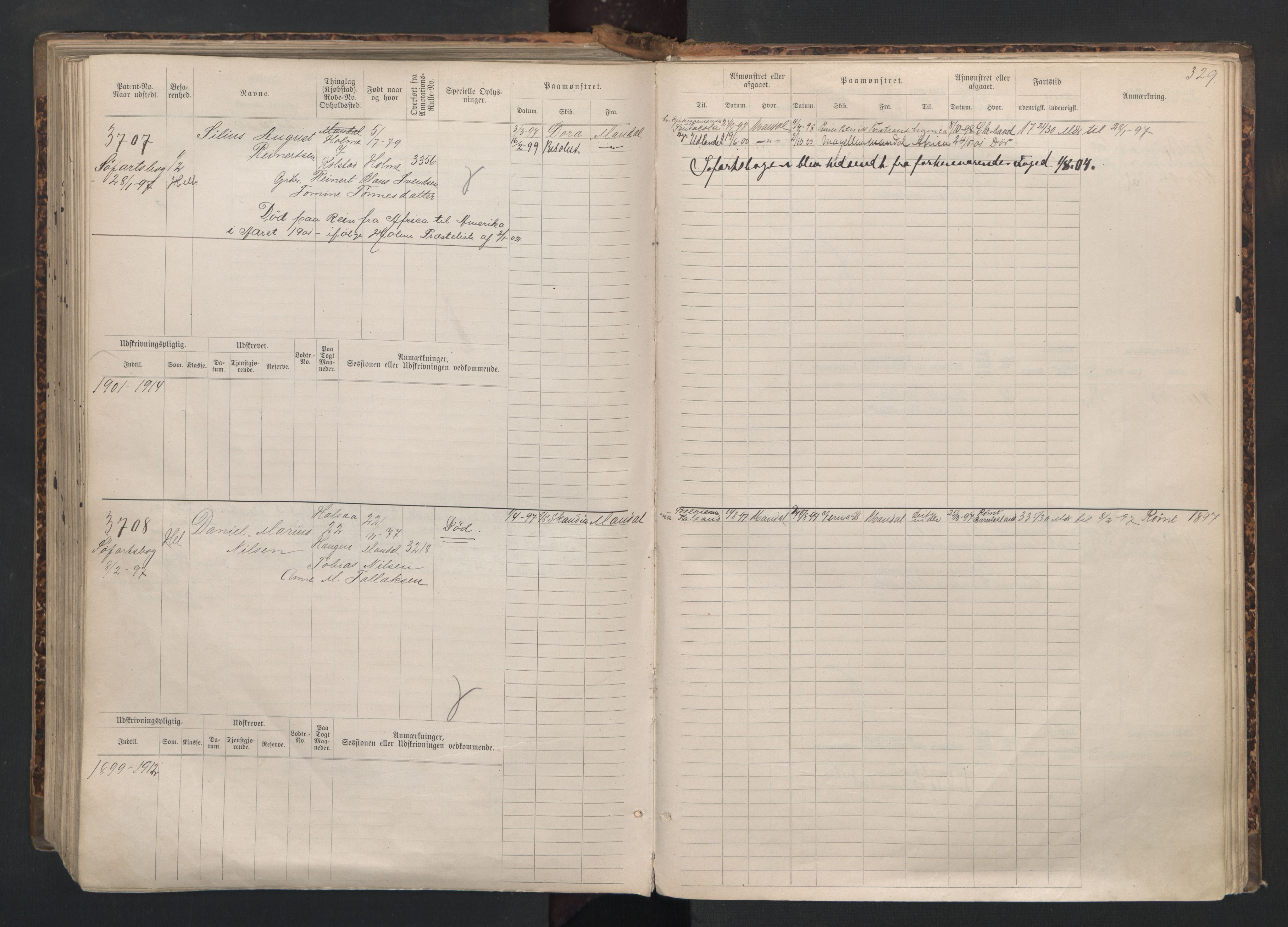 Mandal mønstringskrets, AV/SAK-2031-0016/F/Fb/L0015: Hovedrulle nr 3055-3820, Y-24, 1887-1940, s. 333