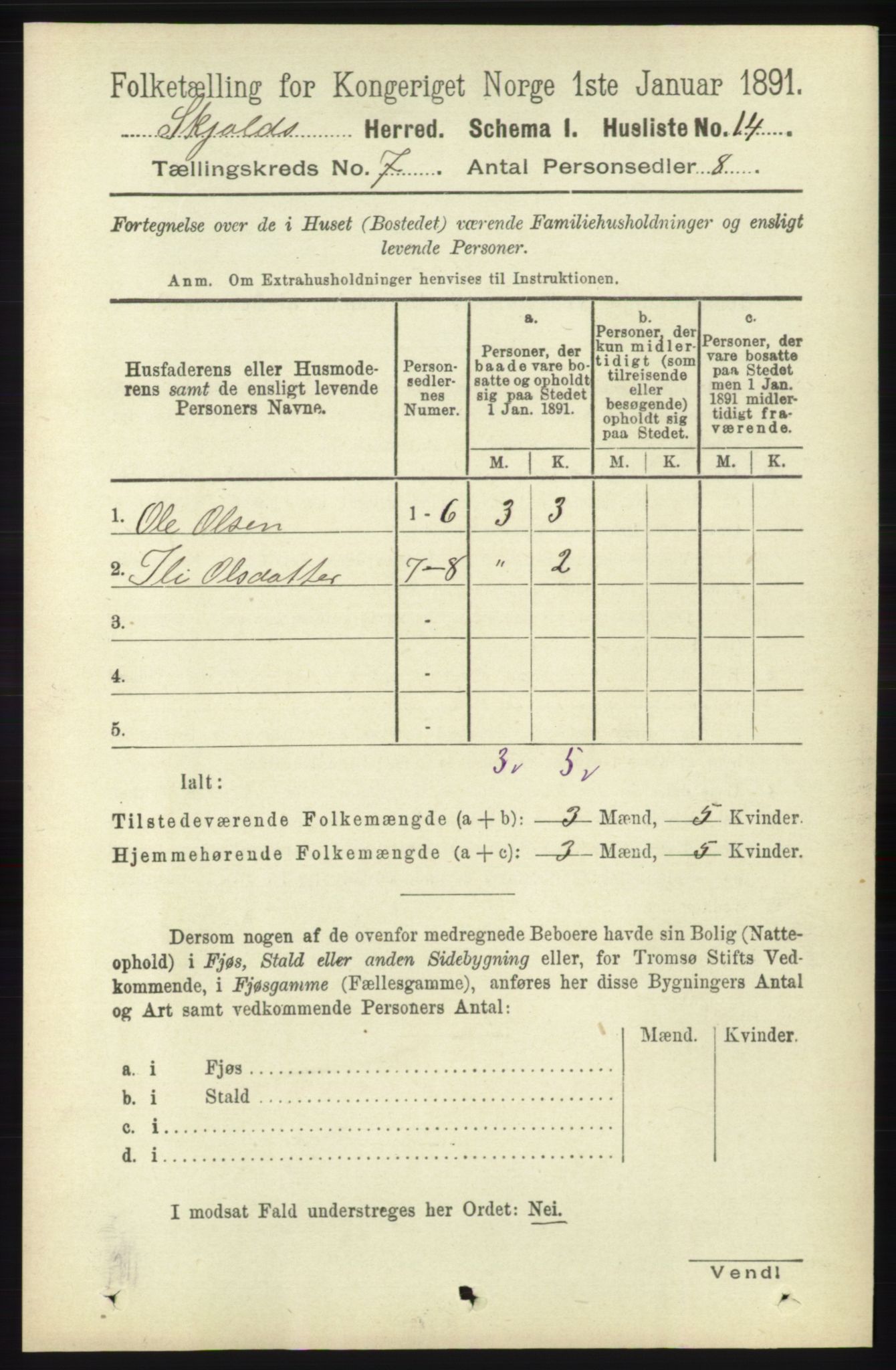 RA, Folketelling 1891 for 1154 Skjold herred, 1891, s. 1317