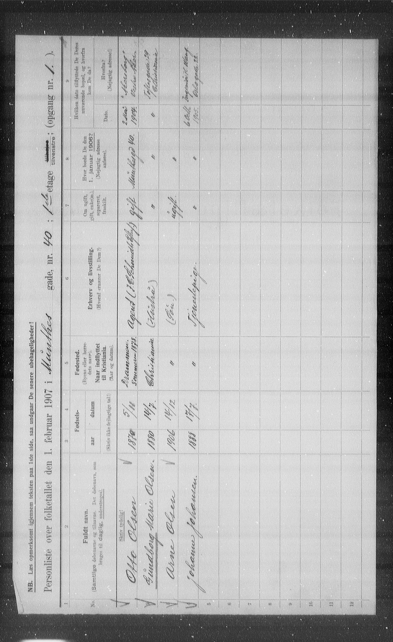 OBA, Kommunal folketelling 1.2.1907 for Kristiania kjøpstad, 1907, s. 34837