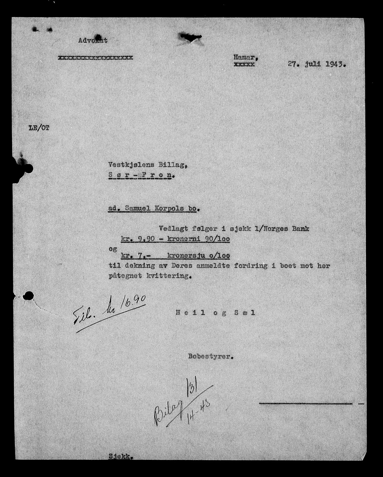 Justisdepartementet, Tilbakeføringskontoret for inndratte formuer, AV/RA-S-1564/H/Hc/Hcc/L0949: --, 1945-1947, s. 566