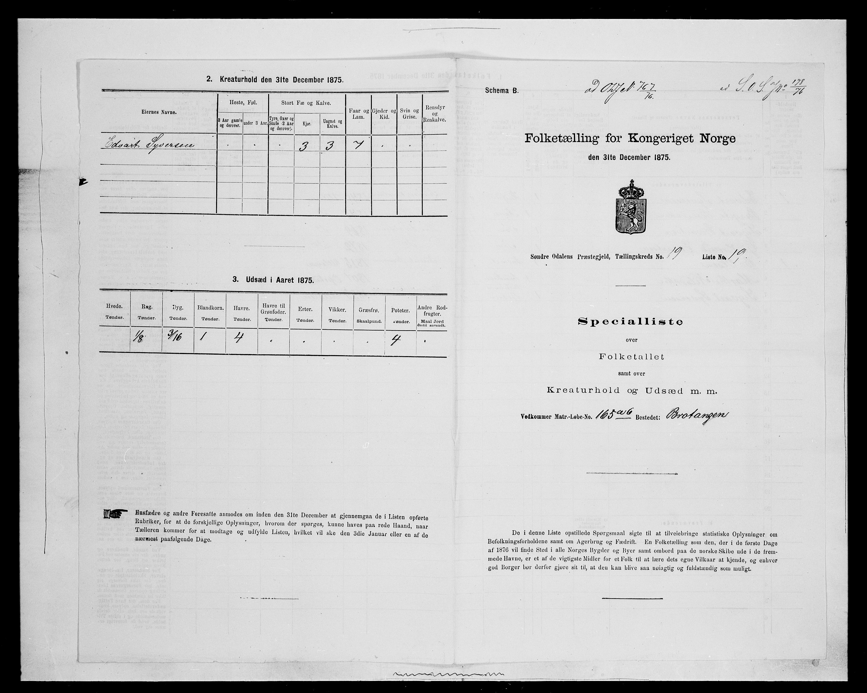 SAH, Folketelling 1875 for 0419P Sør-Odal prestegjeld, 1875, s. 1602