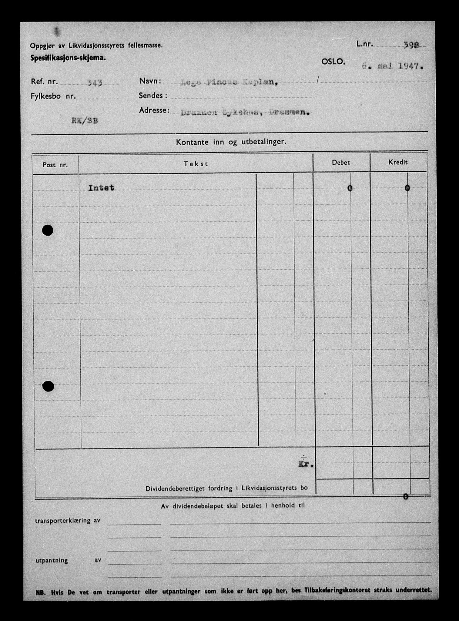 Justisdepartementet, Tilbakeføringskontoret for inndratte formuer, AV/RA-S-1564/H/Hc/Hcc/L0928: --, 1945-1947, s. 90