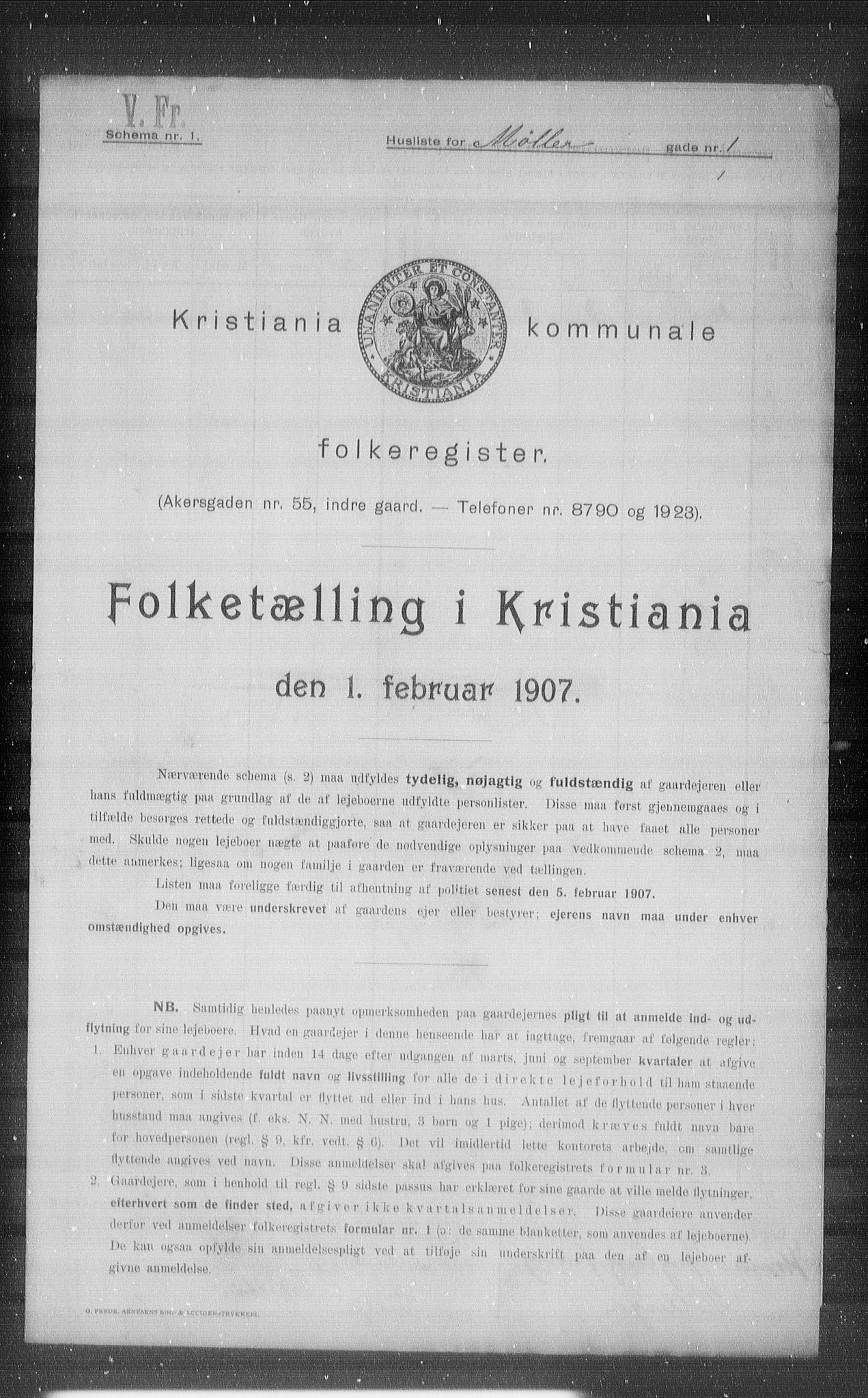 OBA, Kommunal folketelling 1.2.1907 for Kristiania kjøpstad, 1907, s. 34915