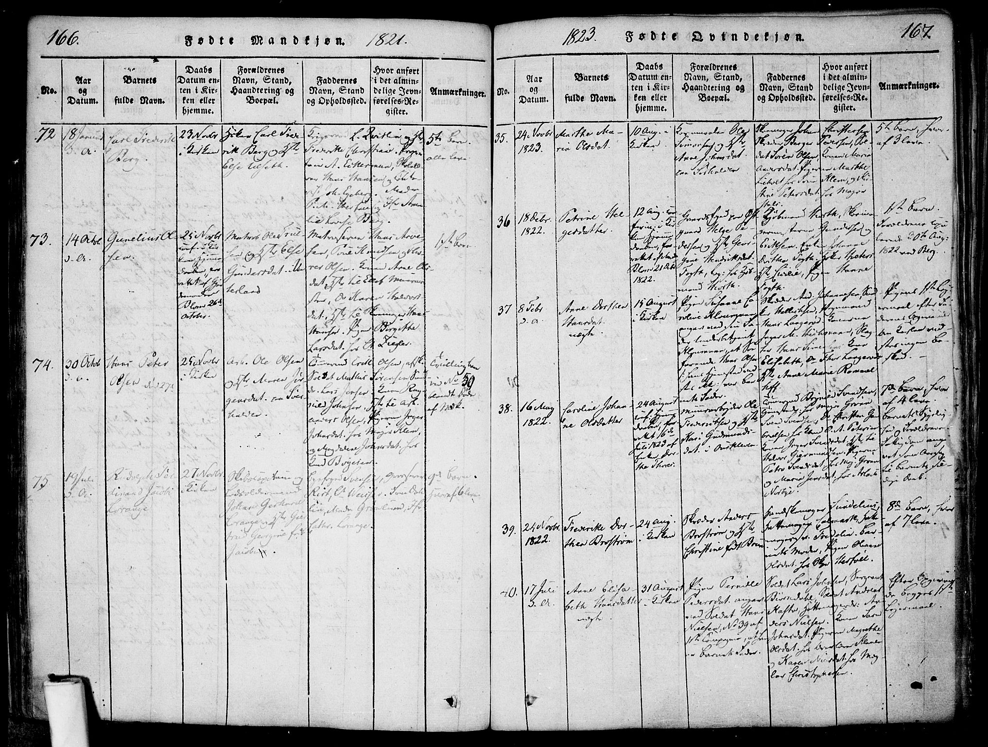 Halden prestekontor Kirkebøker, AV/SAO-A-10909/F/Fa/L0003: Ministerialbok nr. I 3, 1815-1834, s. 166-167