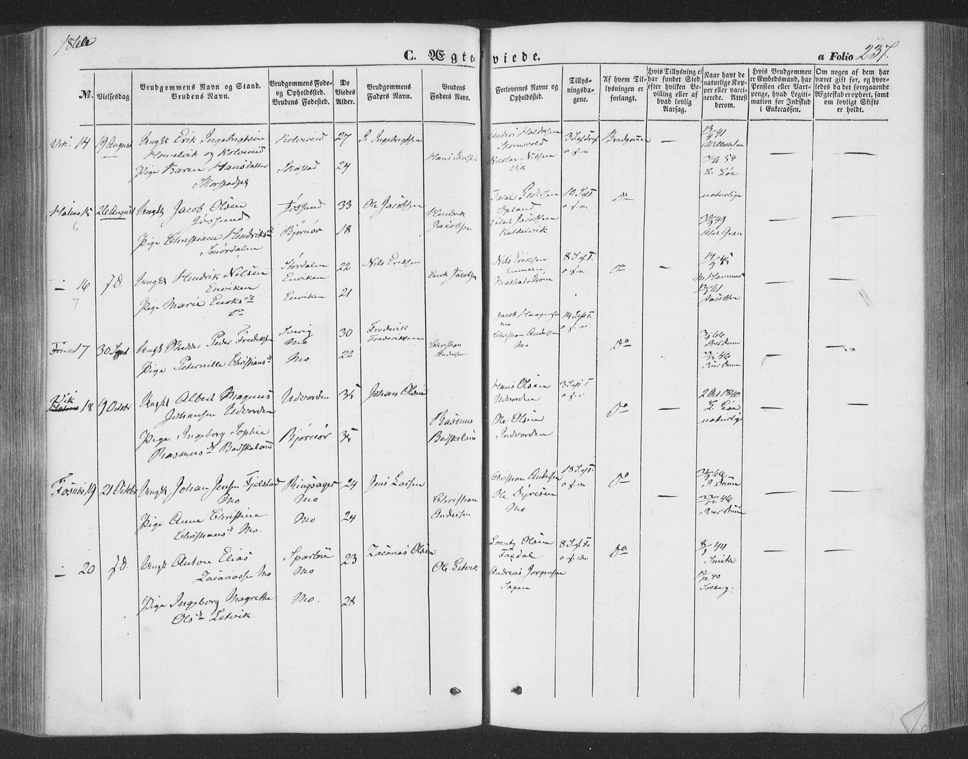 Ministerialprotokoller, klokkerbøker og fødselsregistre - Nord-Trøndelag, AV/SAT-A-1458/773/L0615: Ministerialbok nr. 773A06, 1857-1870, s. 237