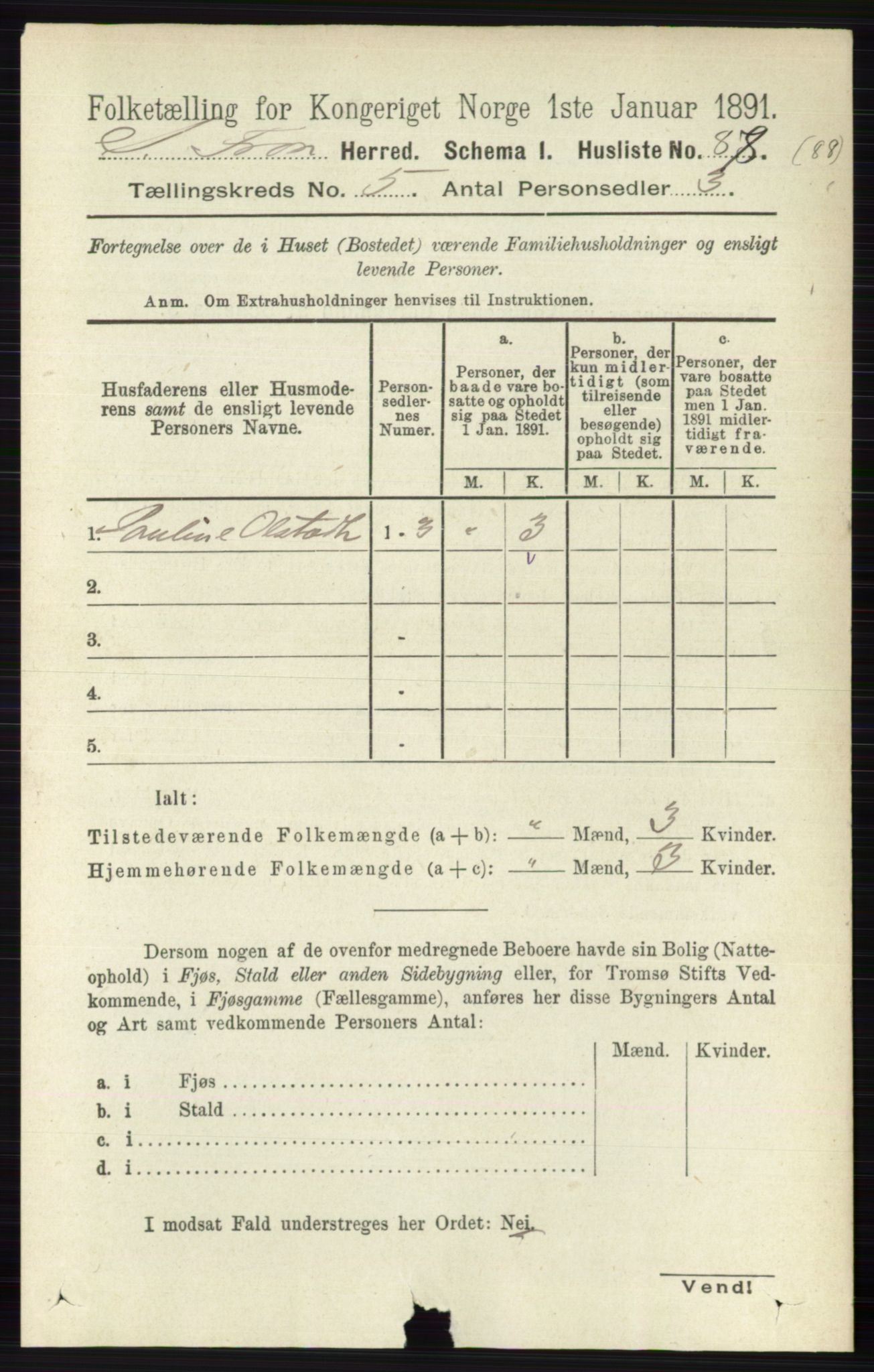 RA, Folketelling 1891 for 0519 Sør-Fron herred, 1891, s. 2043