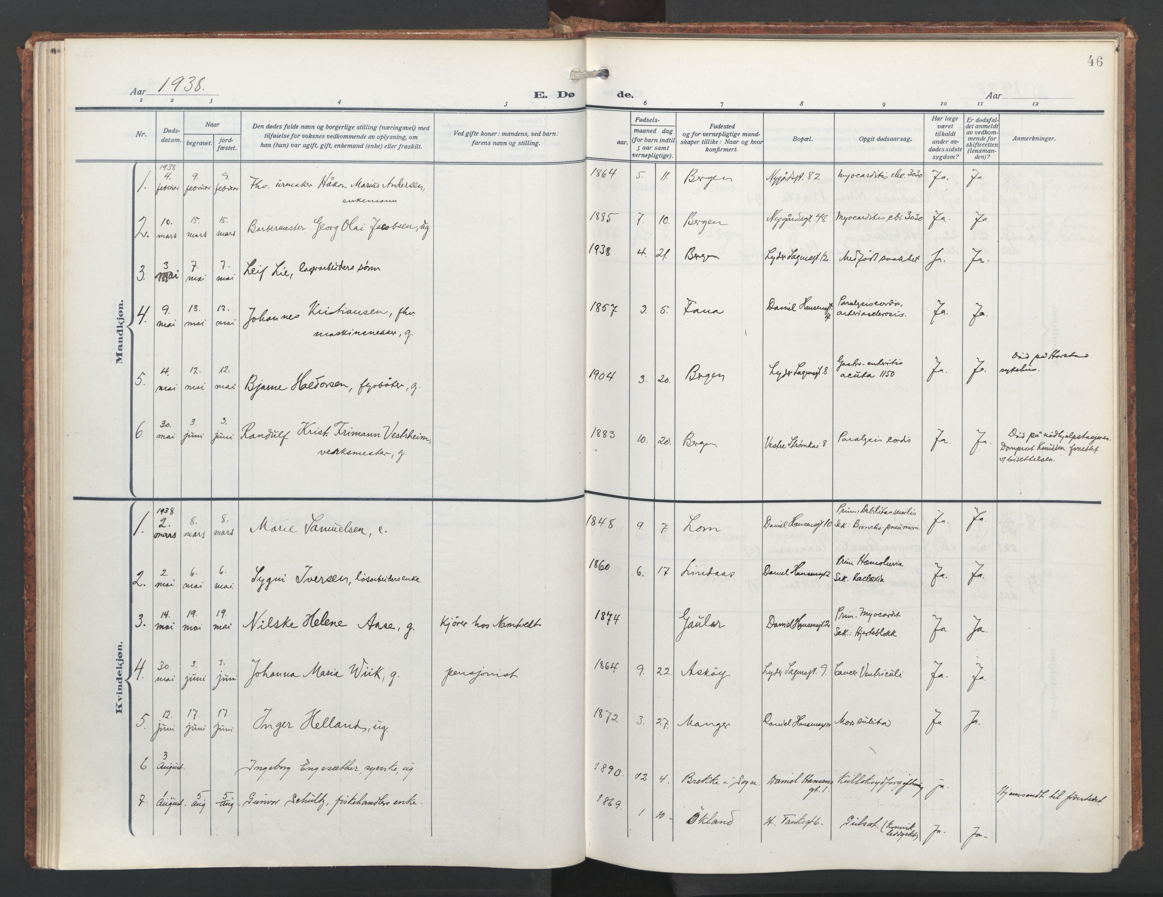 St. Jacob sokneprestembete, AV/SAB-A-78001/H/Haa/L0009: Ministerialbok nr. D 1, 1917-1972, s. 46