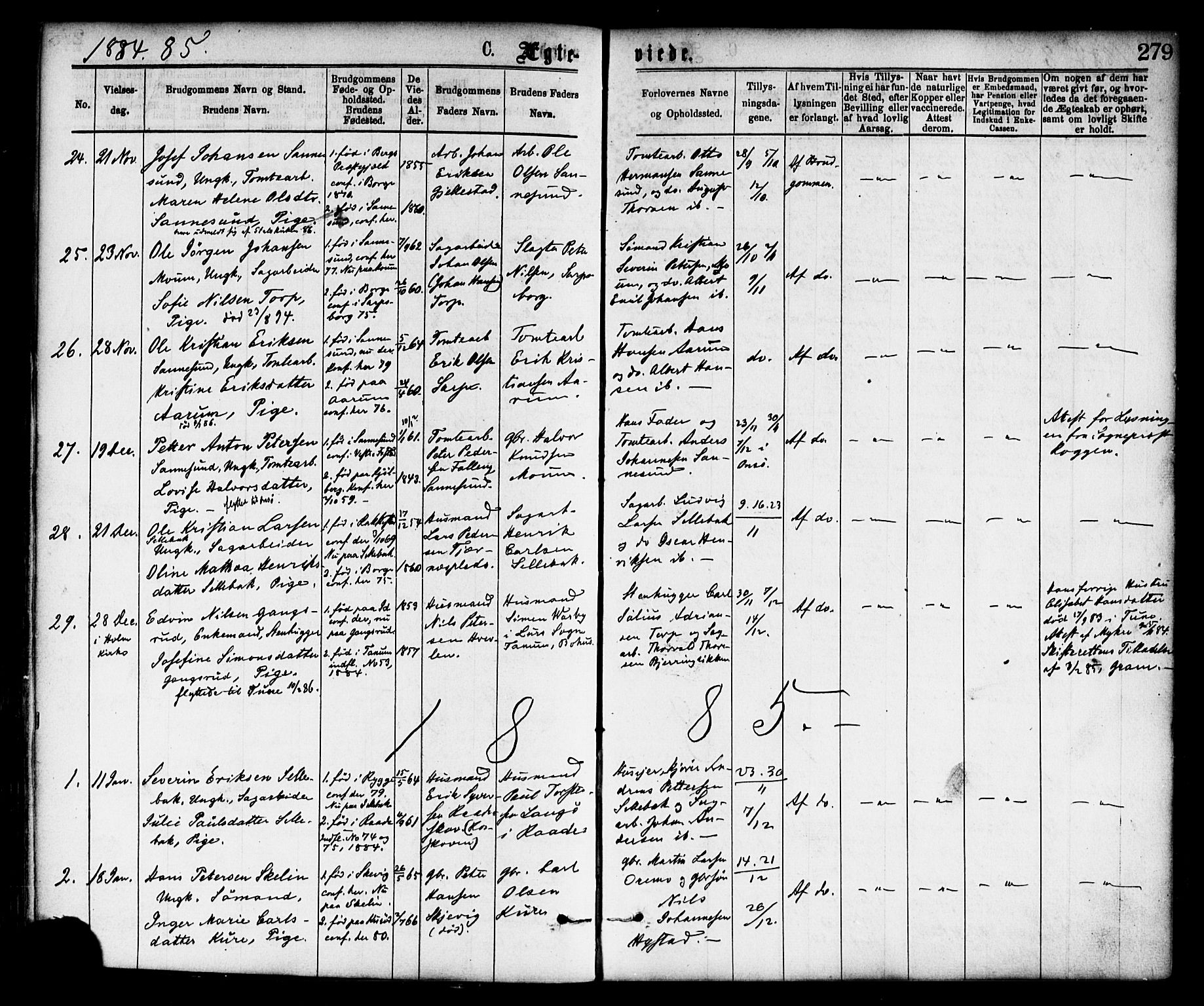 Borge prestekontor Kirkebøker, AV/SAO-A-10903/F/Fa/L0007: Ministerialbok nr. I 7, 1875-1886, s. 279