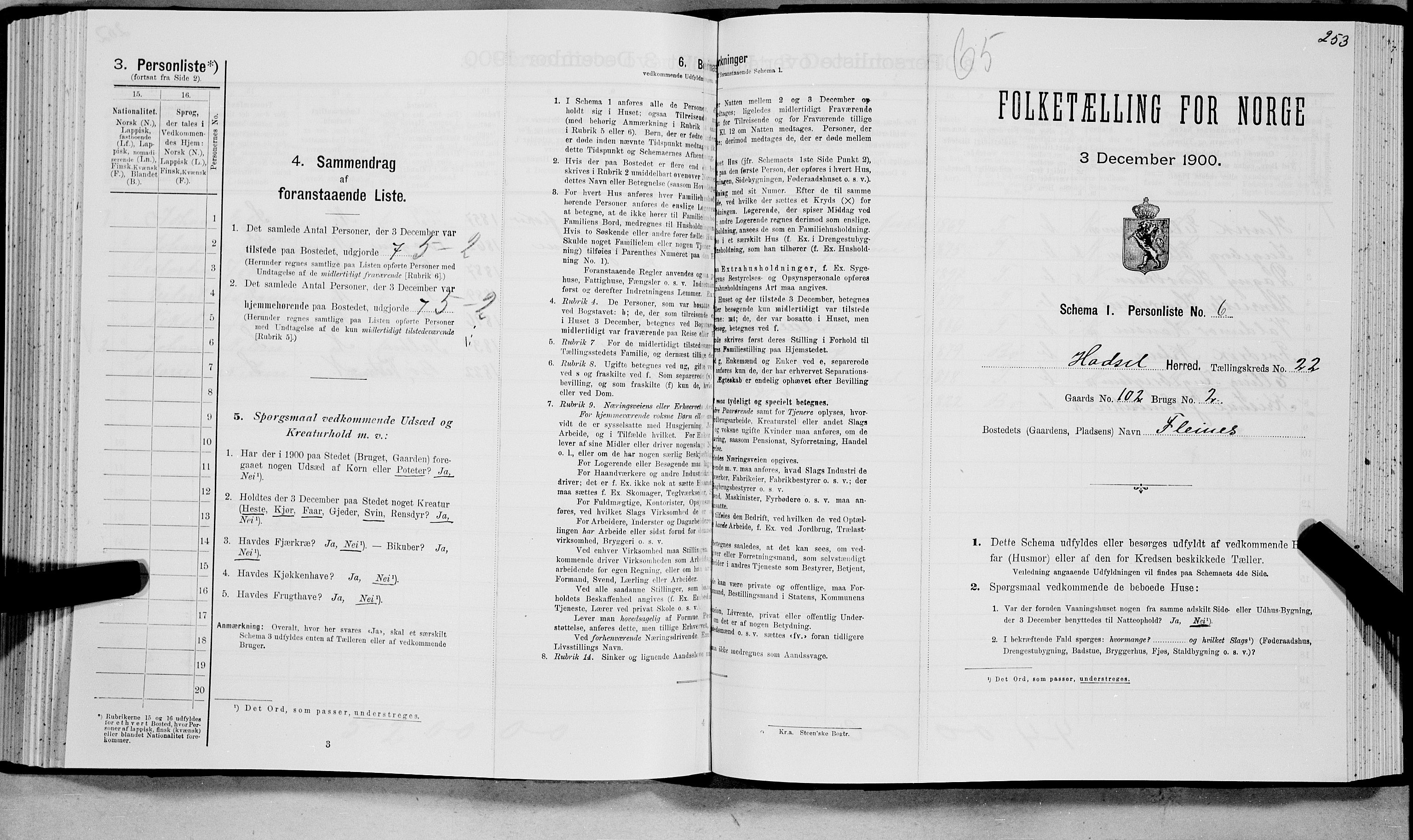 SAT, Folketelling 1900 for 1866 Hadsel herred, 1900, s. 2148