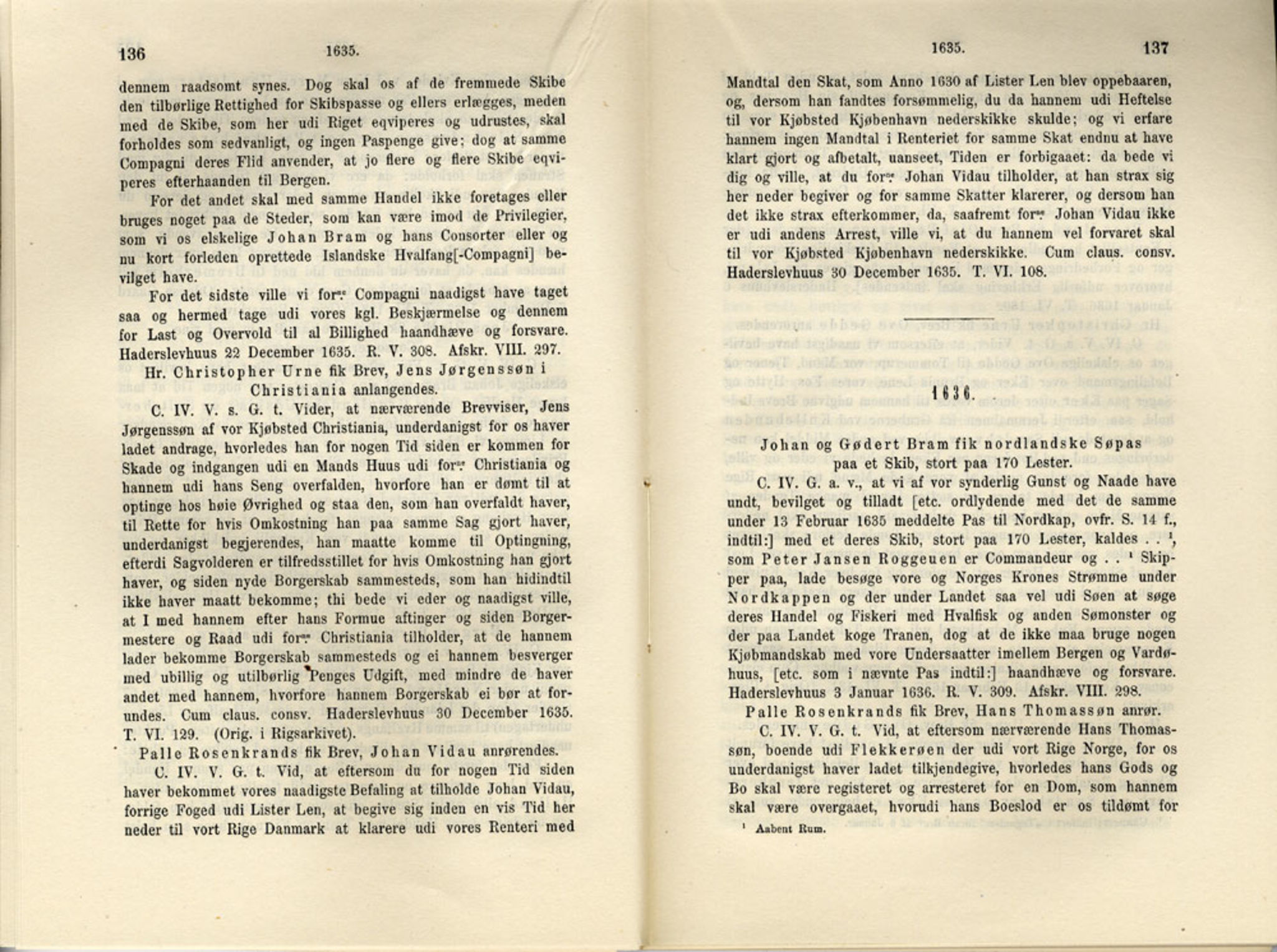 Publikasjoner utgitt av Det Norske Historiske Kildeskriftfond, PUBL/-/-/-: Norske Rigs-Registranter, bind 7, 1635-1640, s. 136-137